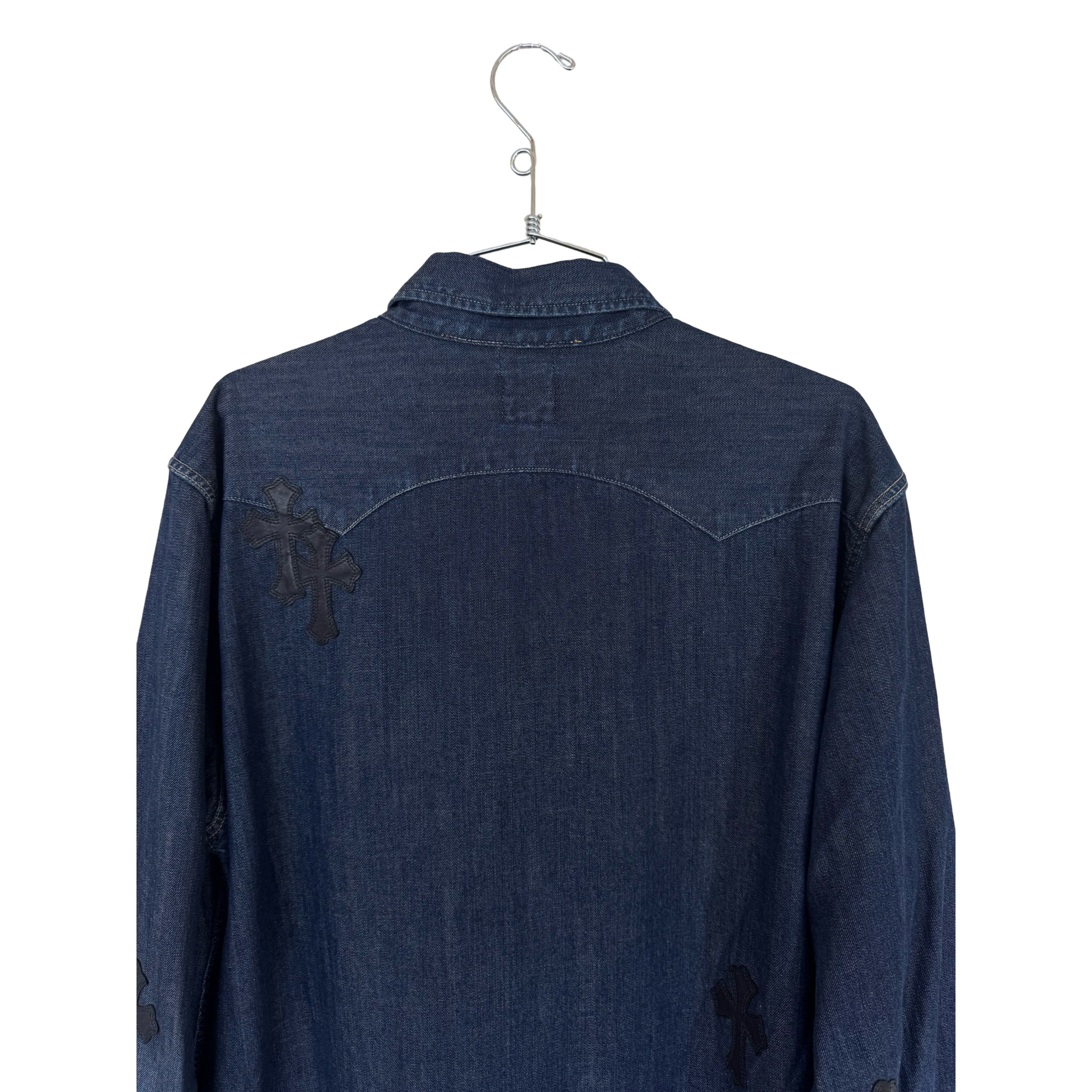 Chrome Hearts CH Levis Dark Blue Denim Shirt With Patches Size US XL / EU 56 / 4 - 10 Thumbnail