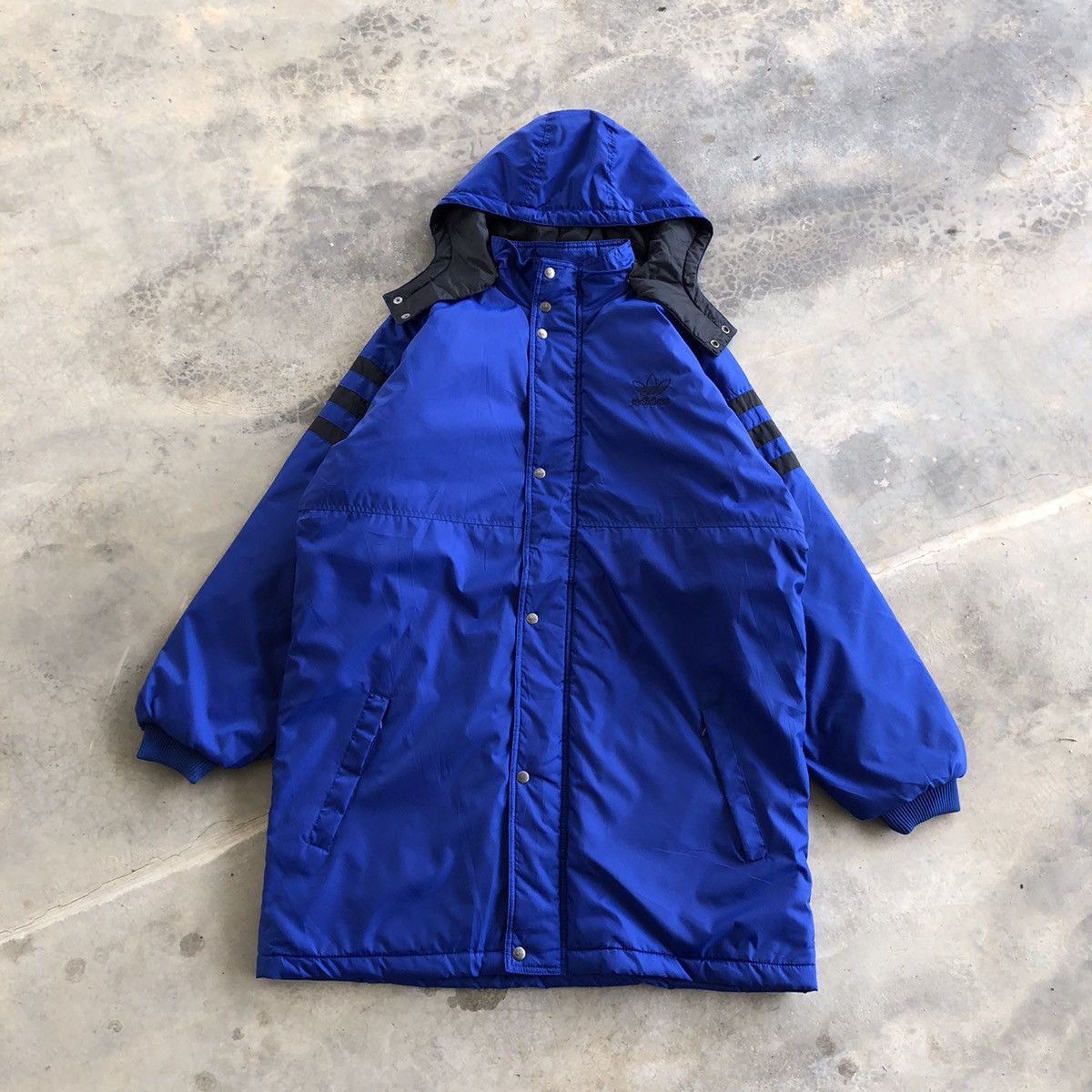 image of Adidas Puffer Padded Long Jacket in Blue, Men's (Size Large)
