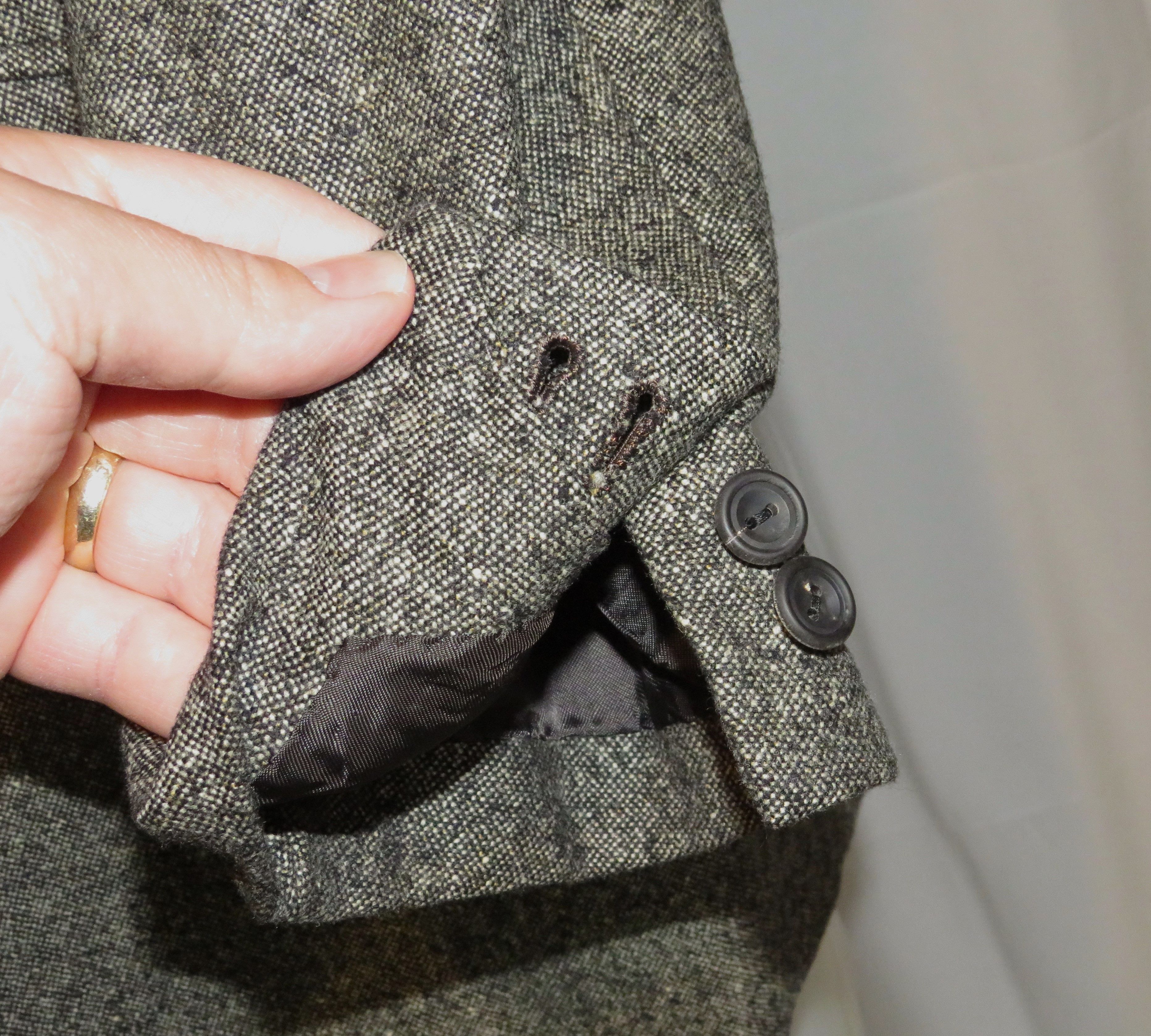 Henry Poole × Savile Row Bespoke Gray Donegal Tweed Two Button Sport Coat 46R Size 46R - 11 Thumbnail