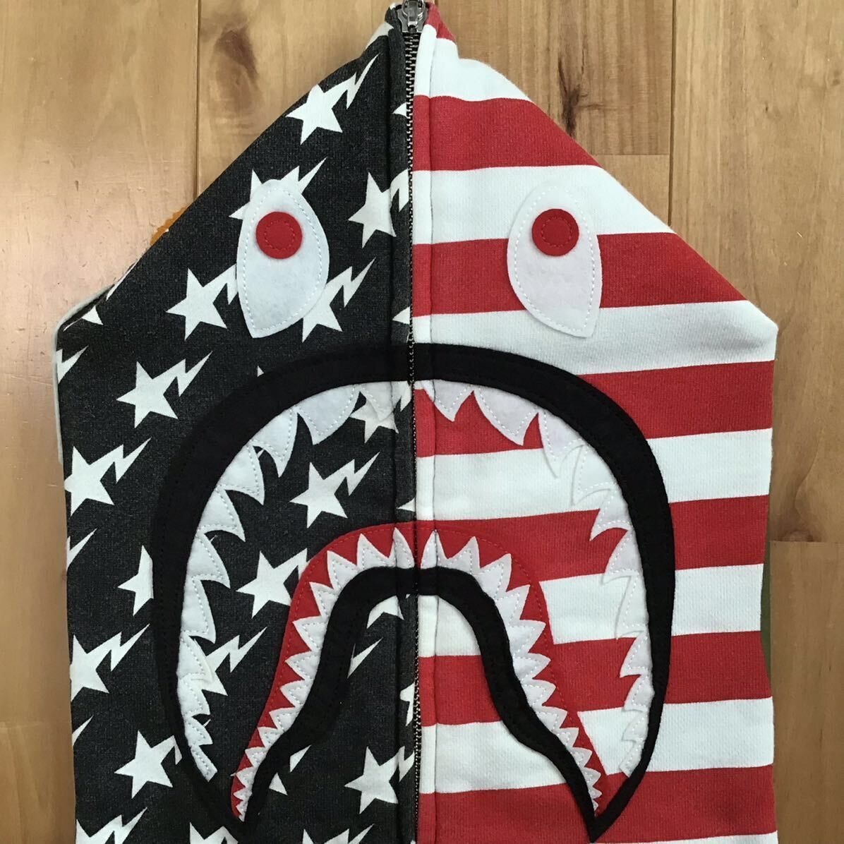 Bape BAPE Stars and Stripes Shark full zip Hoodie a bathing ape Size US M / EU 48-50 / 2 - 3 Thumbnail