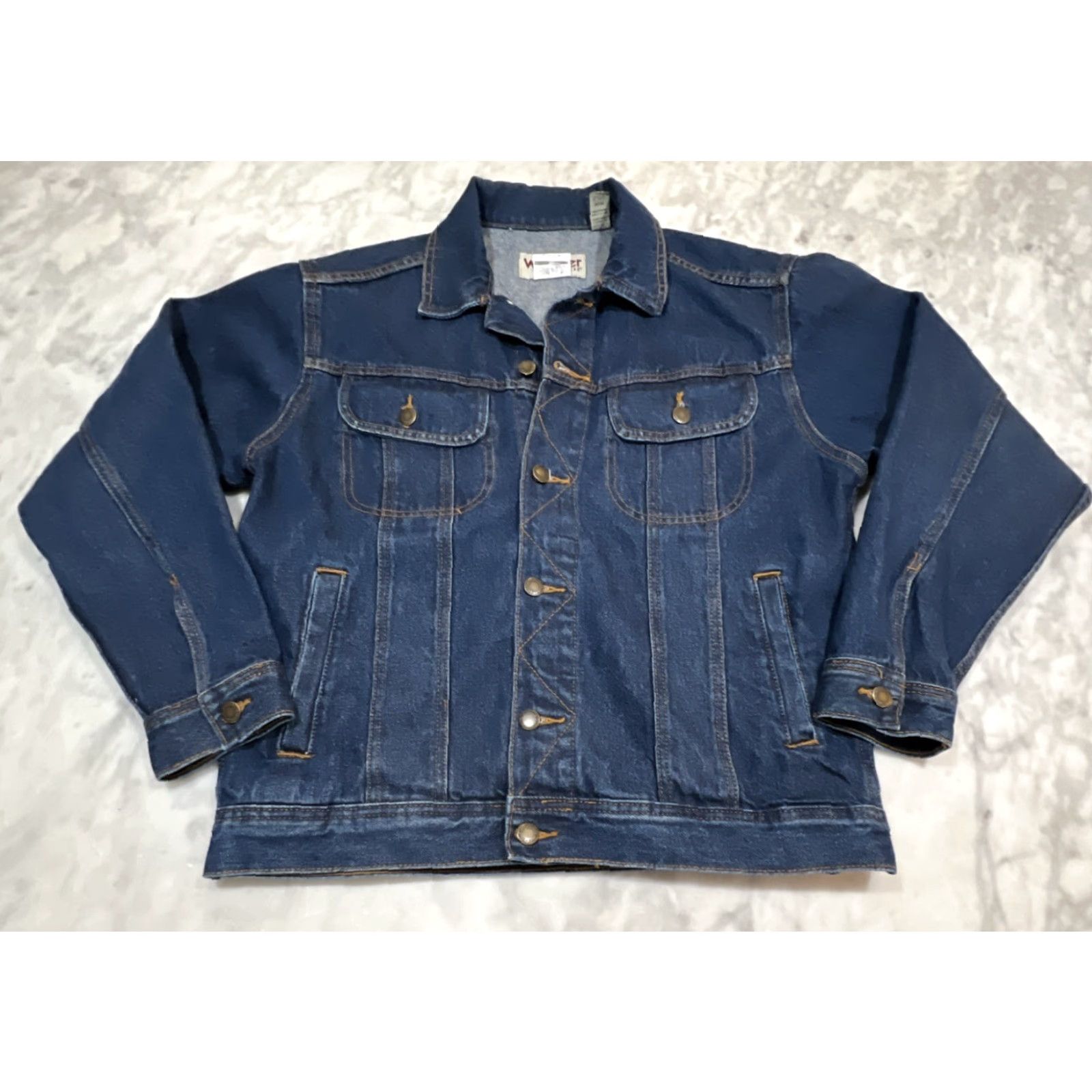 Wrangler Wrangler Rugged Wear Denim Jacket Men M Blue RJK30AN Trucker Dark Bomber Jacket Jeans Style Size US 31 - 2 Thumbnail