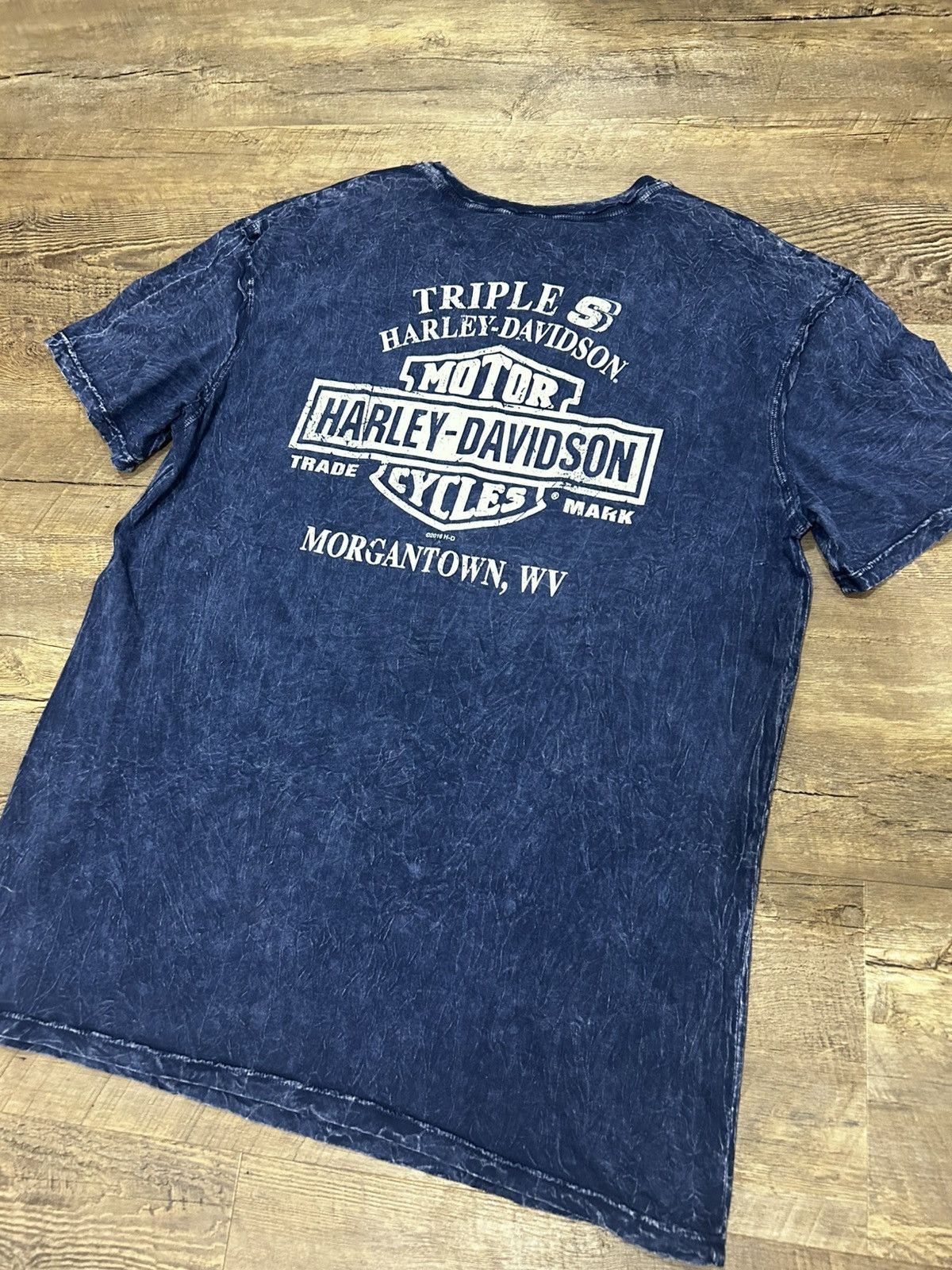 Harley Davidson 🏴‍☠️ Blue Skull Motor Triple S T-Shirt 🏴‍☠️ Size US L / EU 52-54 / 3 - 4 Thumbnail