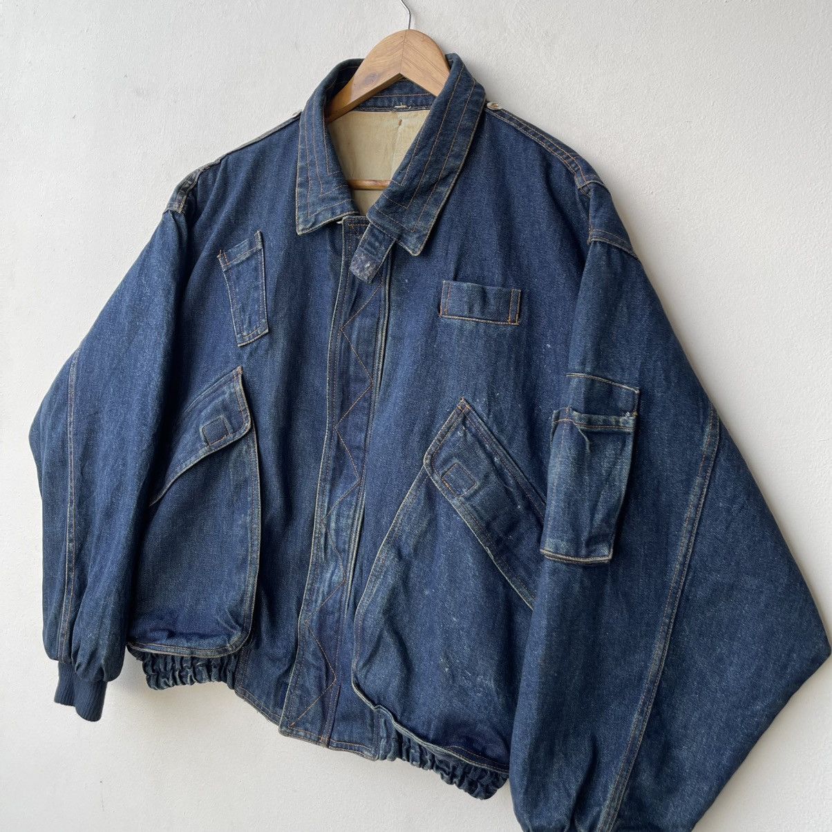 Marithe + Francois Girbaud Vintage Japanese Denim Indigo Bomber Utility Jacket Size US L / EU 52-54 / 3 - 8 Thumbnail