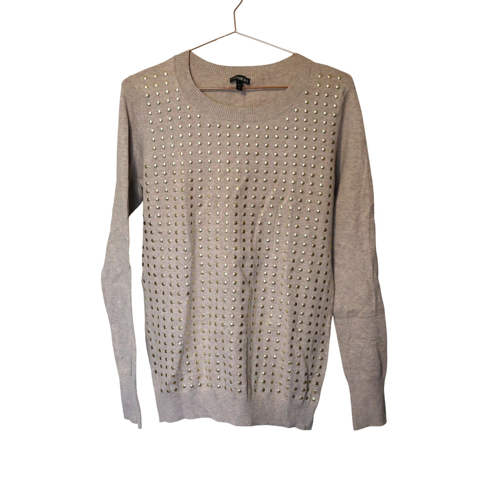 Express Express Sweater with Gold Studs - Size Large - Tan - EUC Size L / US 10 / IT 46 - 1 Thumbnail