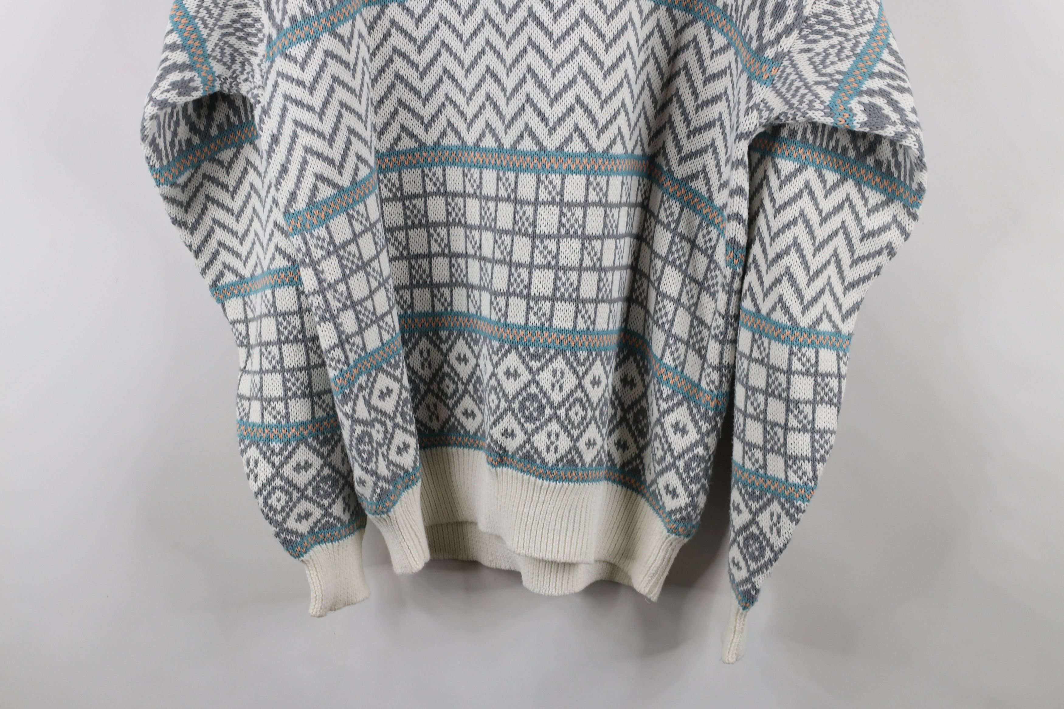 Vintage Vintage 90s Streetwear Geometric Knit Grandpa Dad Sweater Size US XL / EU 56 / 4 - 8 Thumbnail