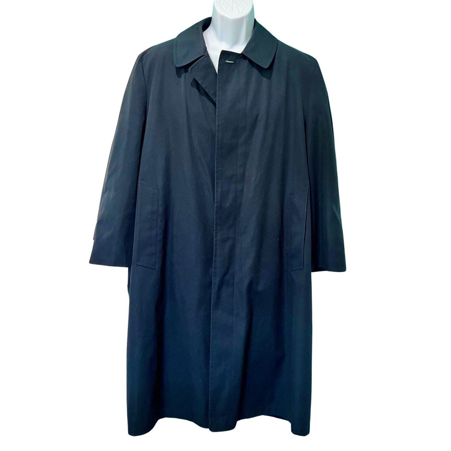 image of London Fog Towne Men's Navy Blue Long Lined Trench Coat 40S (Size Large)