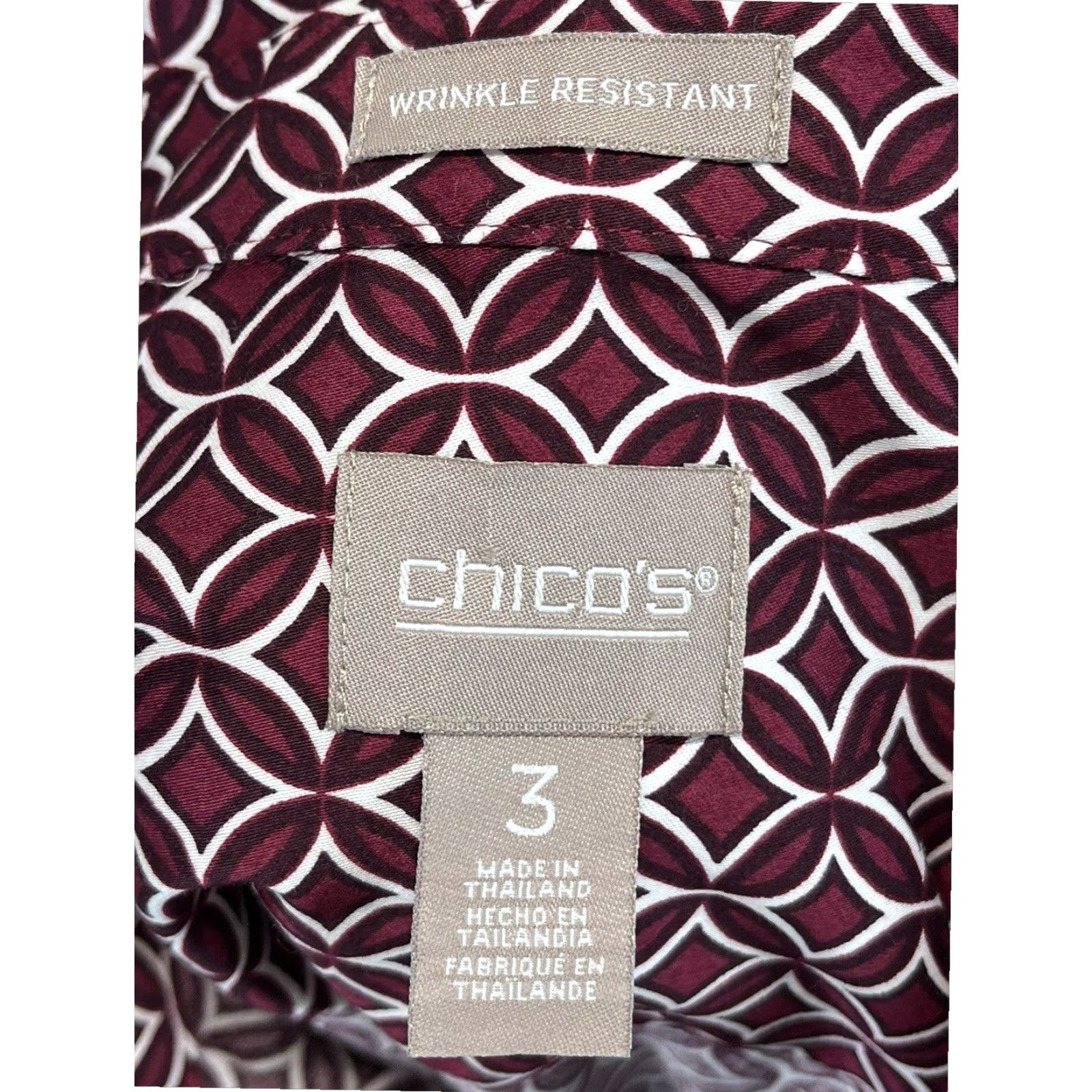 Vintage Chicos Button Up Tunic Shirt Womens XL Red Geometric Long Sleeve Cotton Non Iron Size XL / US 12-14 / IT 48-50 - 6 Thumbnail