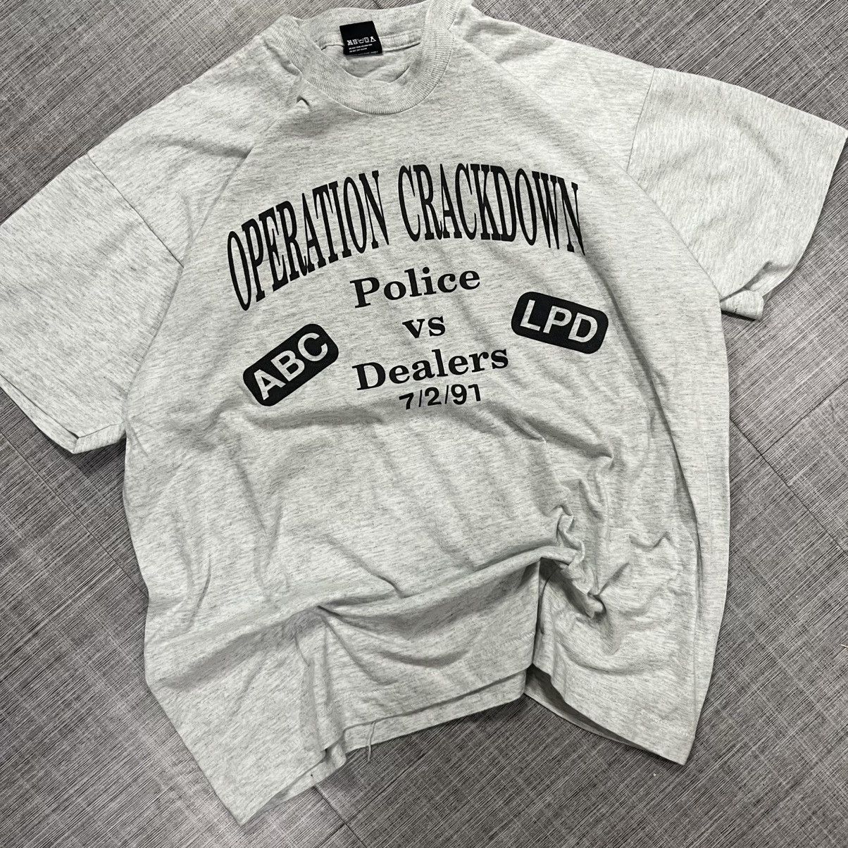 Vintage VTG 90s Operation Crack Down Police Tee Size US XL / EU 56 / 4 - 1 Thumbnail
