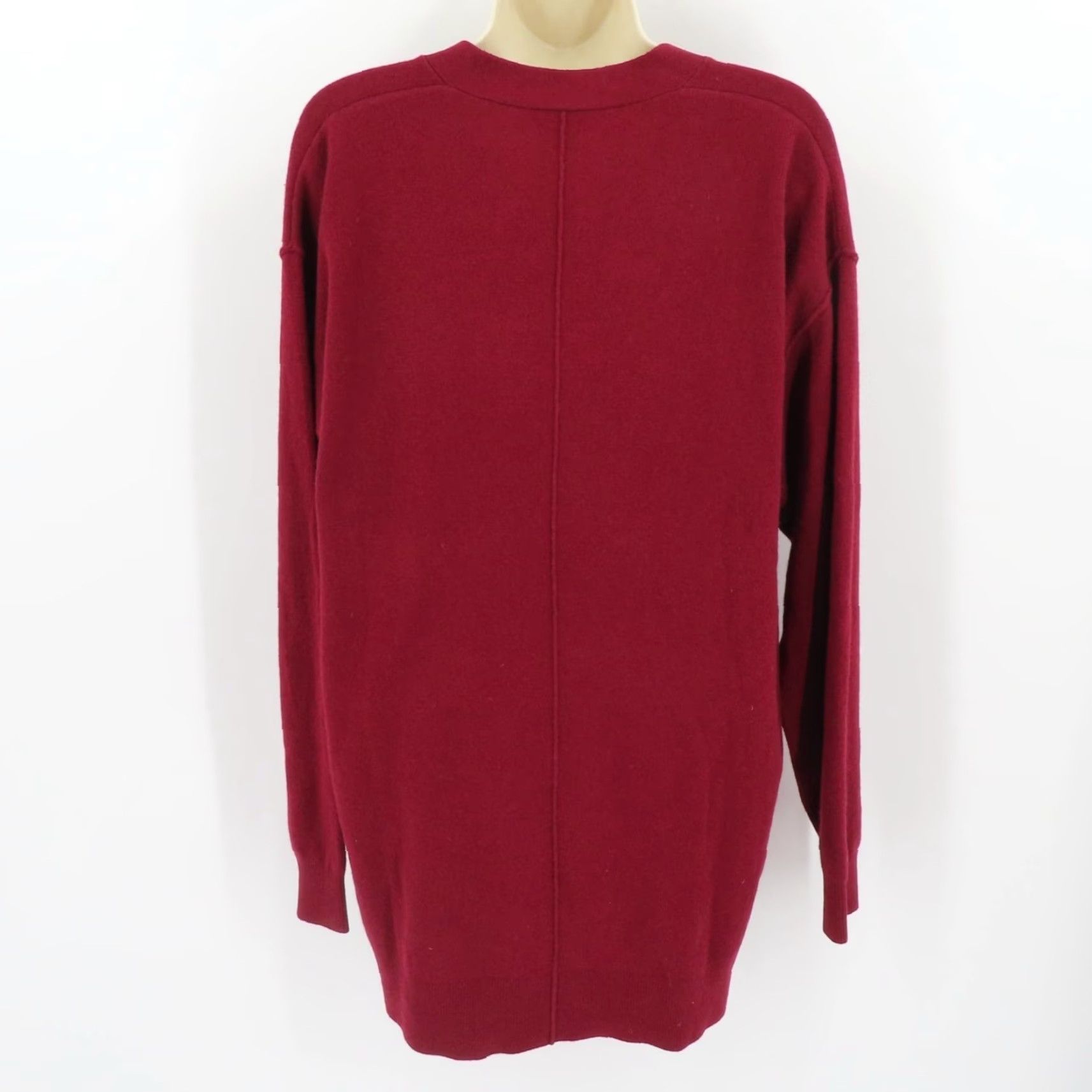 Joseph Joseph Womens Large Red V Neck Tunic Sweater All Soft Wool Pullover Tight Knit Size L / US 10 / IT 46 - 6 Thumbnail
