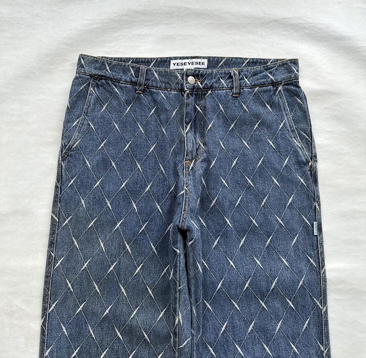 Designer × Uniform Bridge YESEYESEE Net Denim Pant Blue Size US 35 - 3 Thumbnail