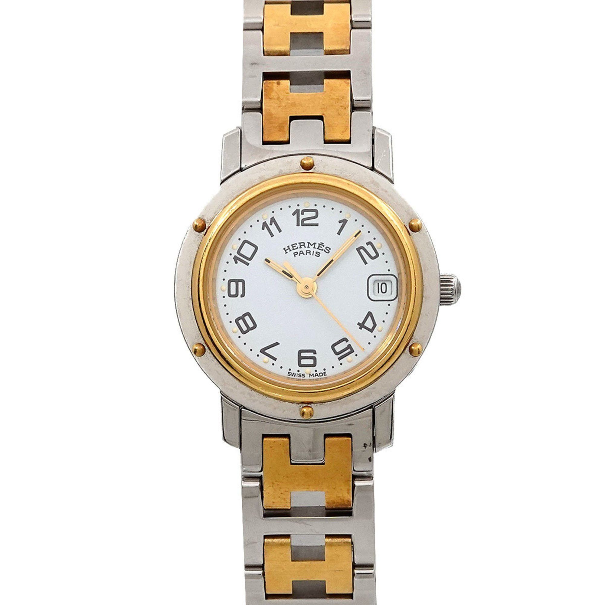 Hermes Clipper Combi Cl4 220 Ladies Watch Date White Quartz, Women's