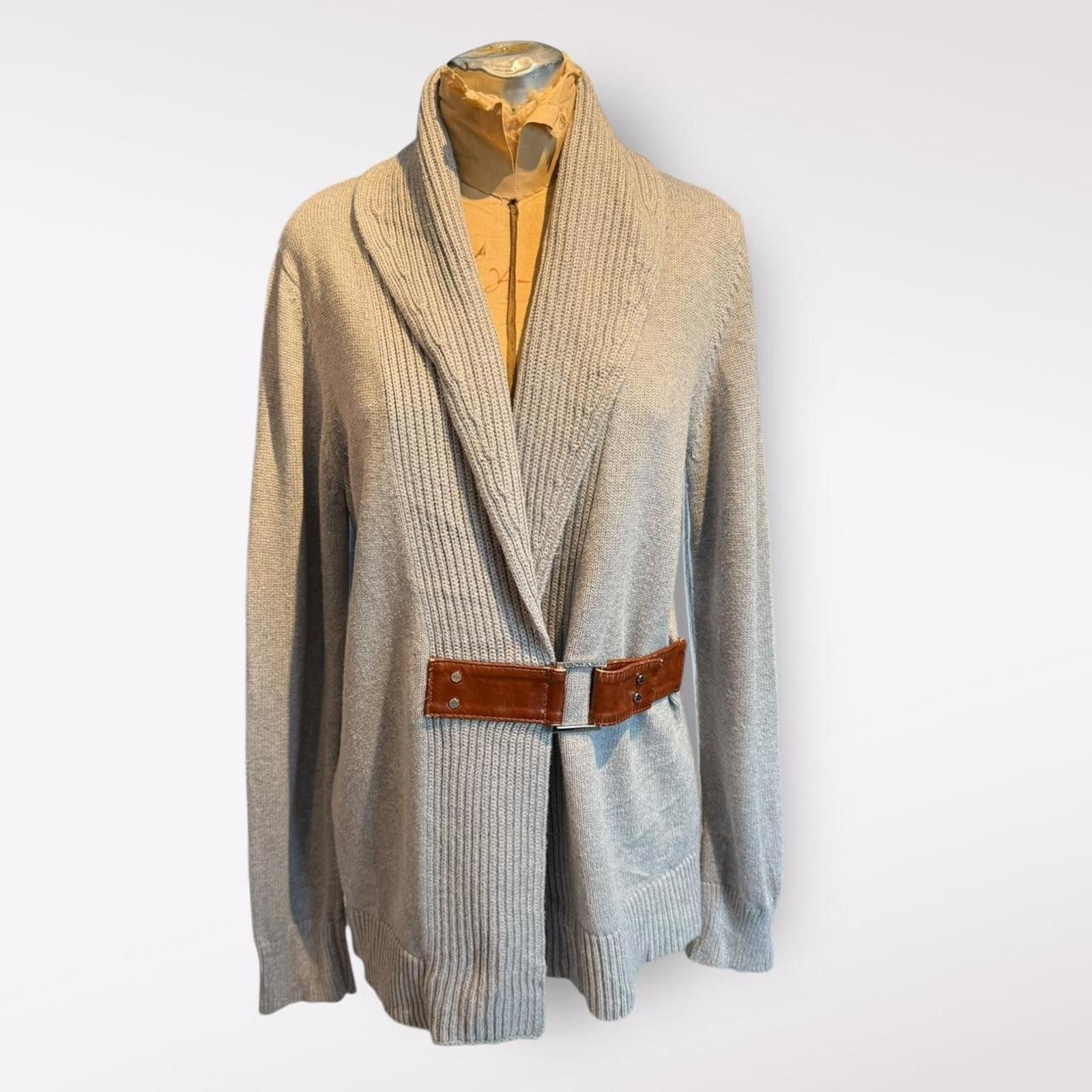 Michael Kors Michael Kors Grey Knit Belted Cardigan Size L Size L / US 10 / IT 46 - 1 Thumbnail