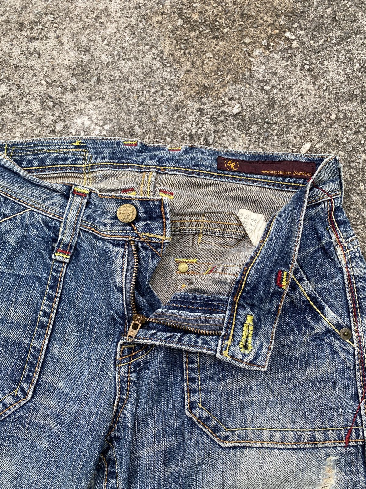 Japanese Brand Flare Brappers Japan Buckle Back Faded Distressed Denim Size US 28 / EU 44 - 10 Thumbnail