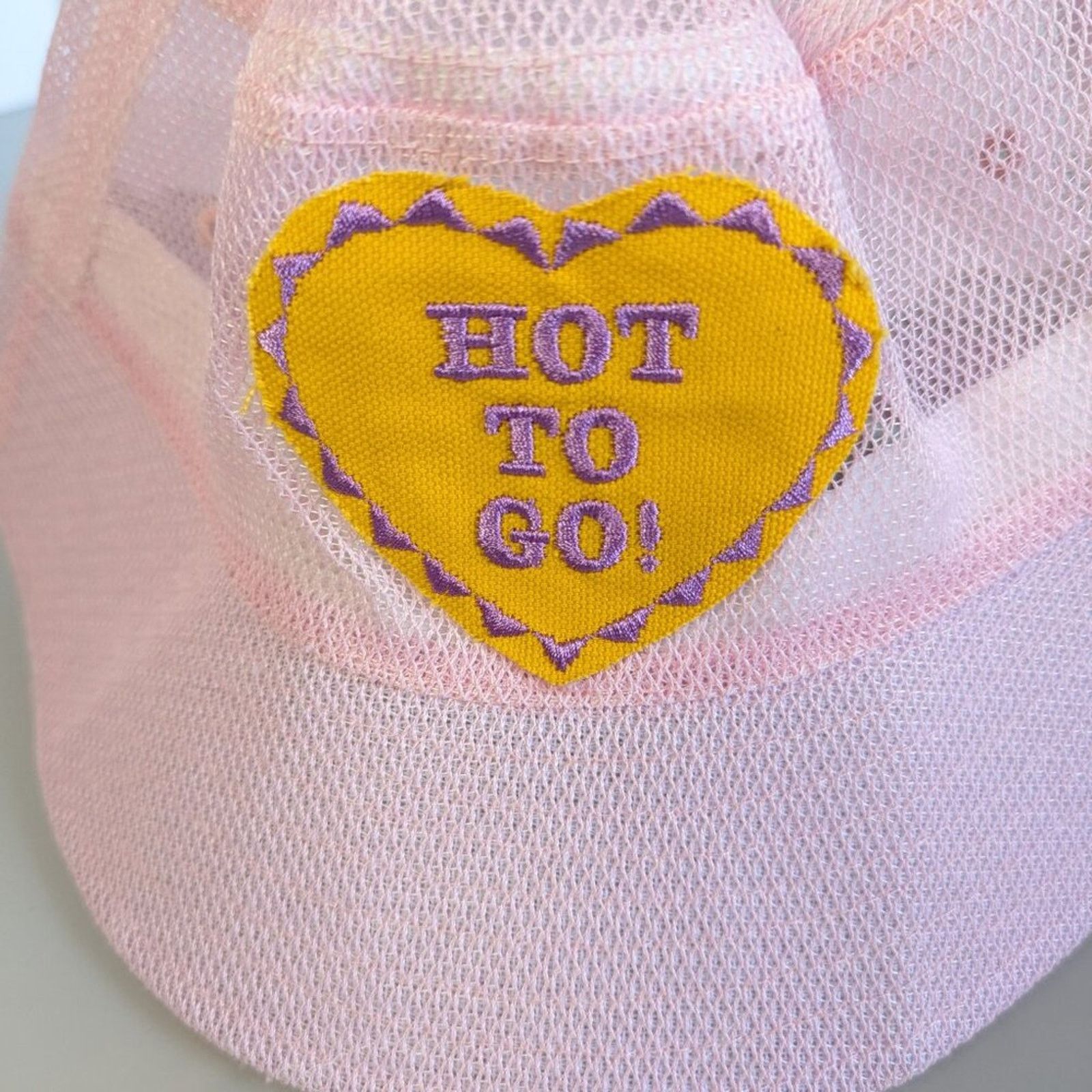 Other Reworked Pink Mesh Bucket Hat Hot To Go Embroidered Patch Size ONE SIZE - 2 Thumbnail