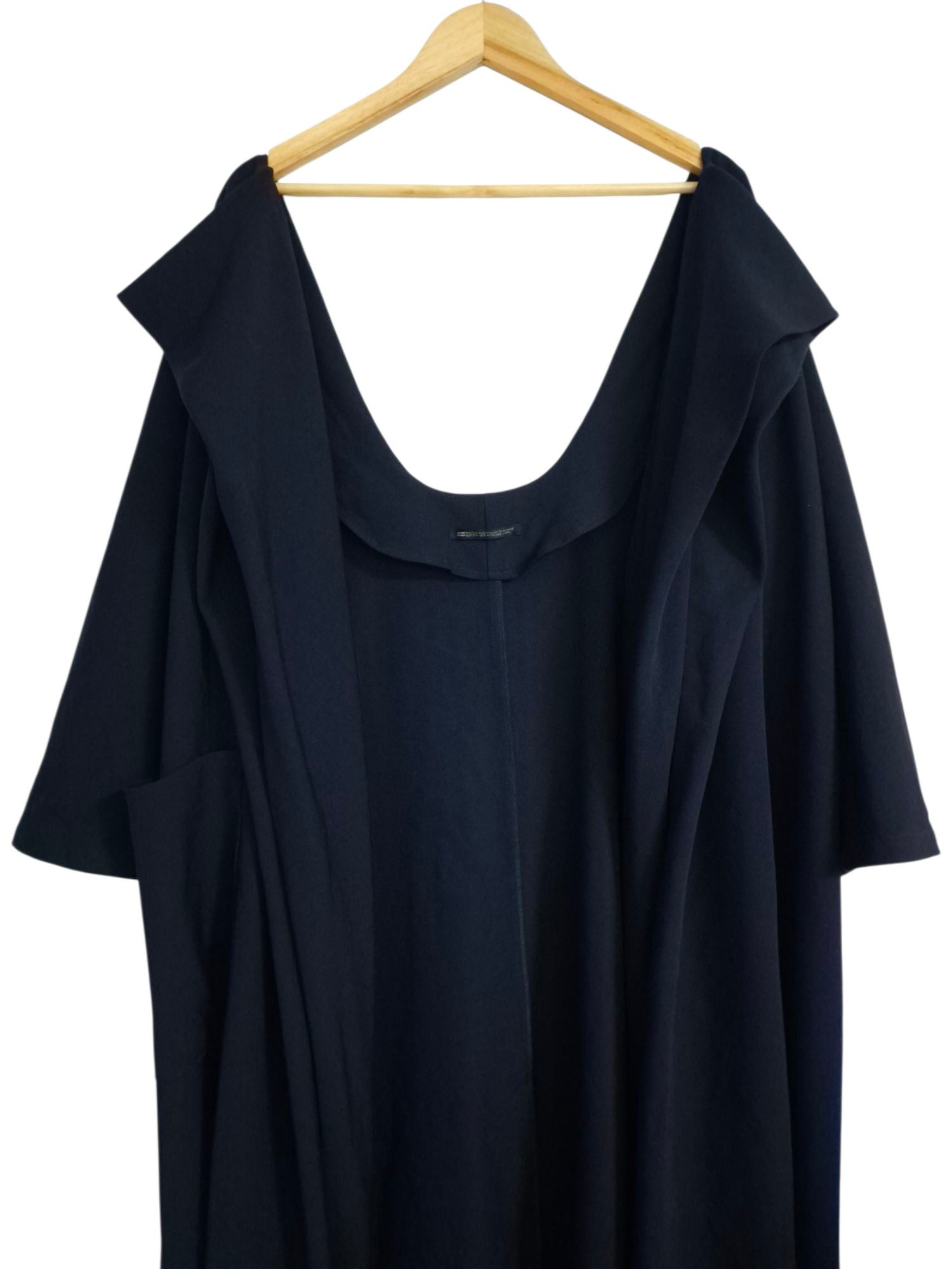 Yohji Yamamoto 90s Yohji Yamamoto Femme Dark Navy Wool Gabardine Drape Coat Size S / US 4 / IT 40 - 2 Thumbnail