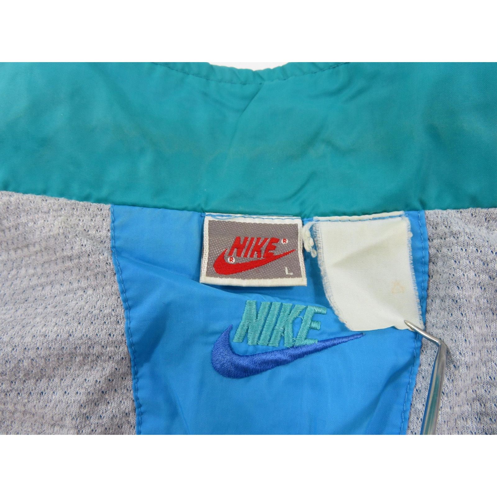 Nike Nike Windbreaker Jacket, Gray Tag, Green Blue Sz L 1990s Size US L / EU 52-54 / 3 - 4 Thumbnail