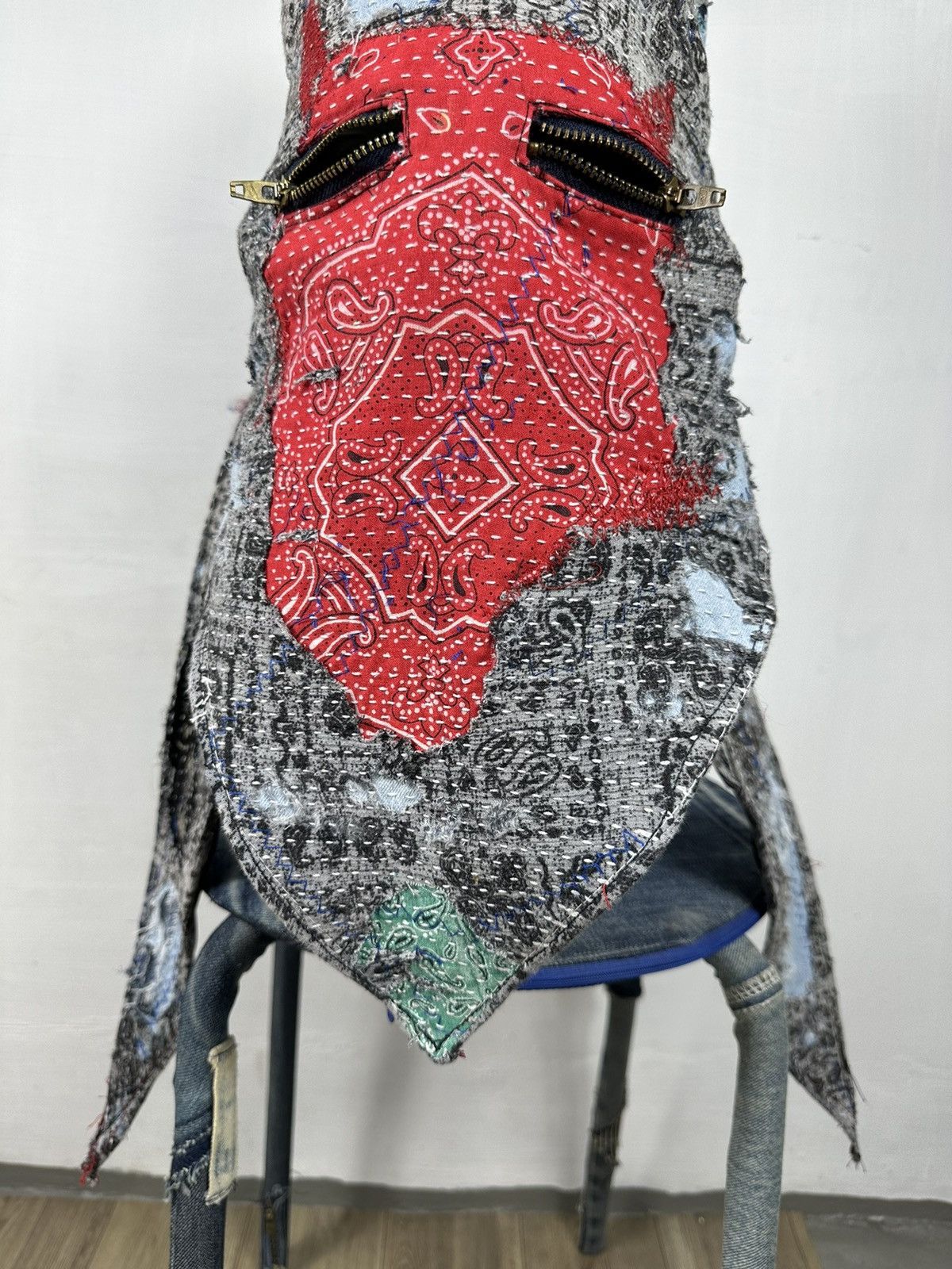 Handmade Custom Made Distressed Paisley patchwork 2 way Mask/hats Size ONE SIZE - 2 Thumbnail