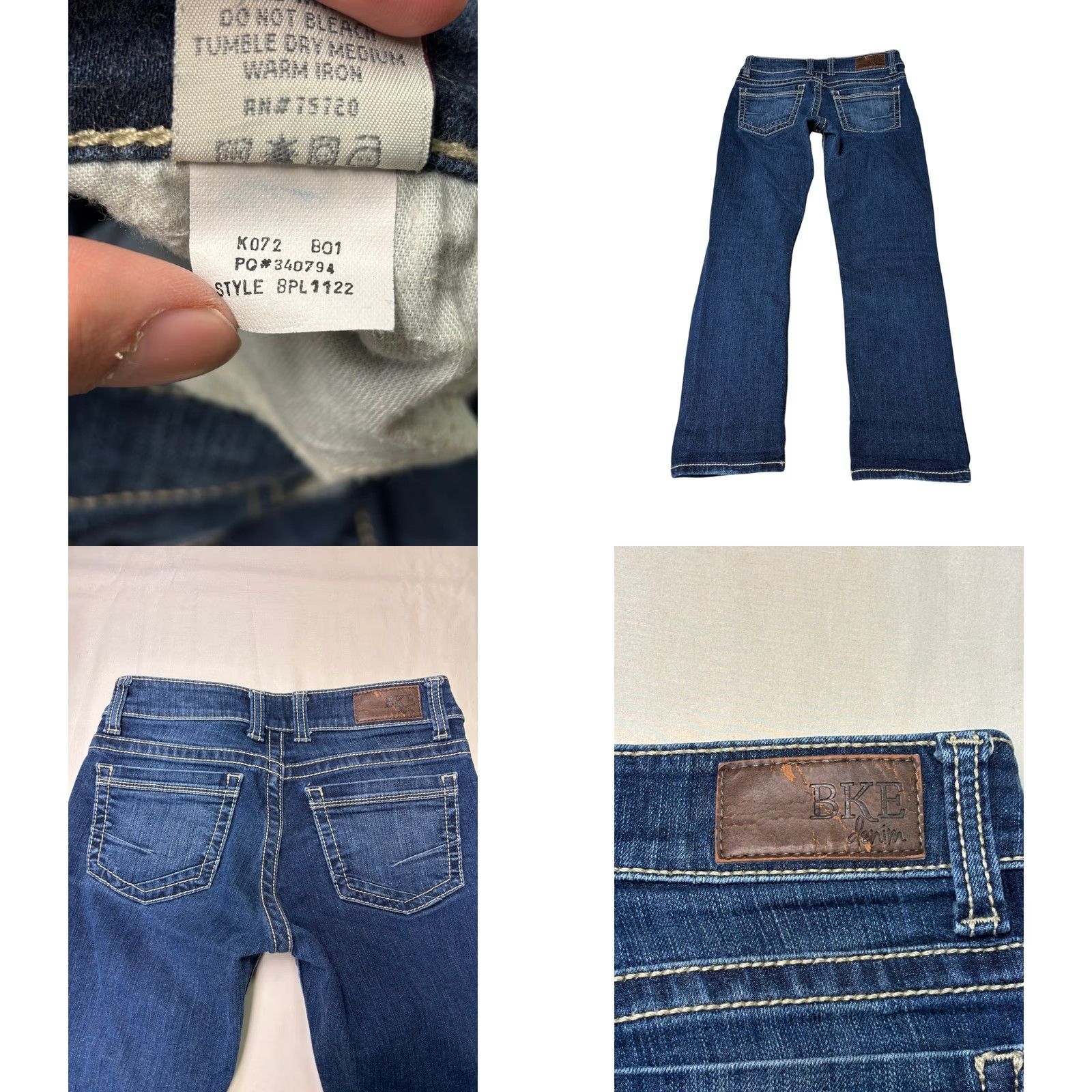 BKE BKE Dakota Jeans Womens Size 26x27 Dark Wash Straight Leg 5-Pocket Embroidered Logo Contrast Stitch Leather Patch Size 26" / US 2 / IT 38 - 8 Thumbnail