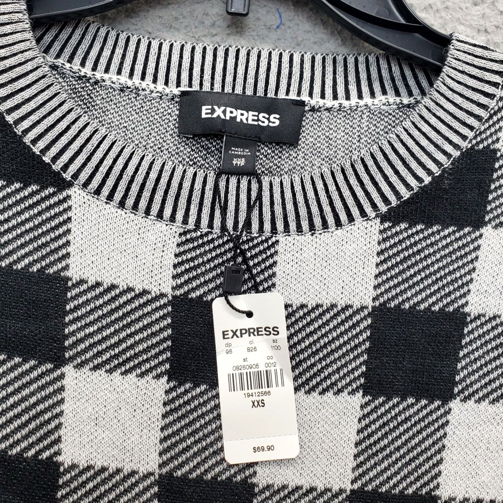 Express Express Sweater Womens 2XS Multicolor Check Knit Raglan Sleeve Crew Neck Pullover Size XXS / US 00 / IT 34 - 5 Thumbnail