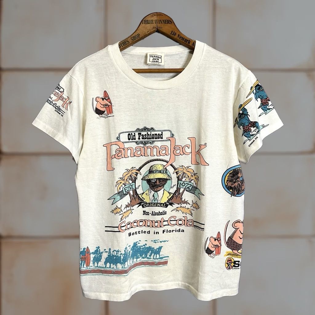 Panama Jack VINTAGE Panama Jack T-Shirt Unisex Adults Beach White 80s 90s Graphic Print Logo Crew Neck Short Sleeve S Size US S / EU 44-46 / 1 - 1 Thumbnail