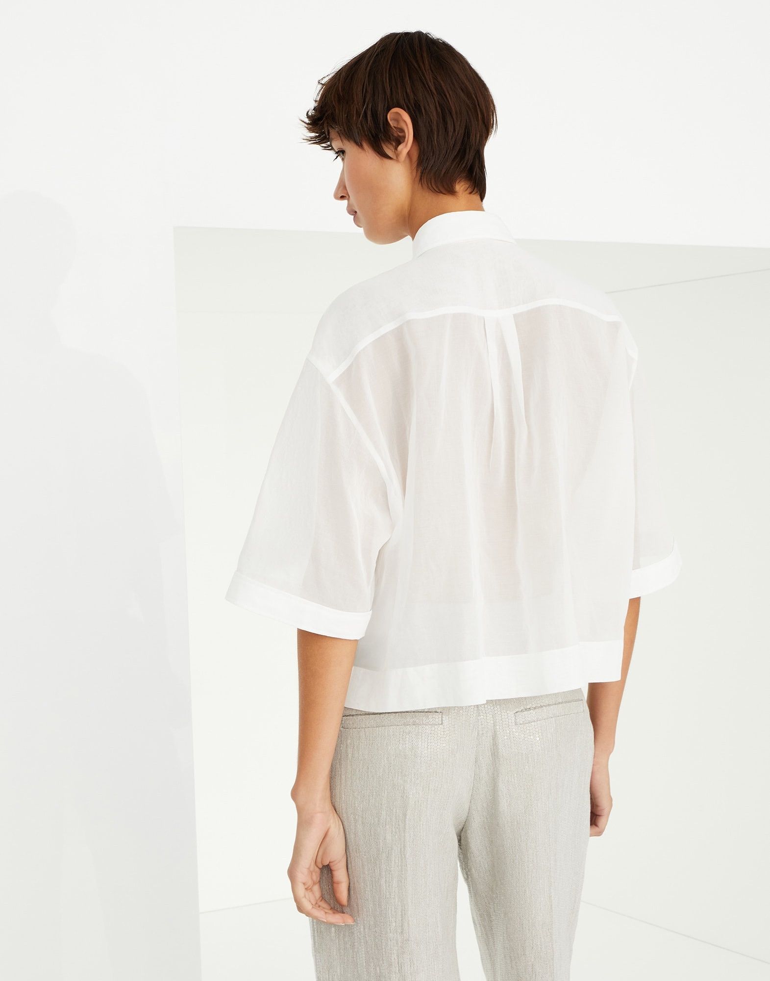 Brunello Cucinelli o1w1db10825 Blouse in White Size XL / US 12-14 / IT 48-50 - 2 Thumbnail