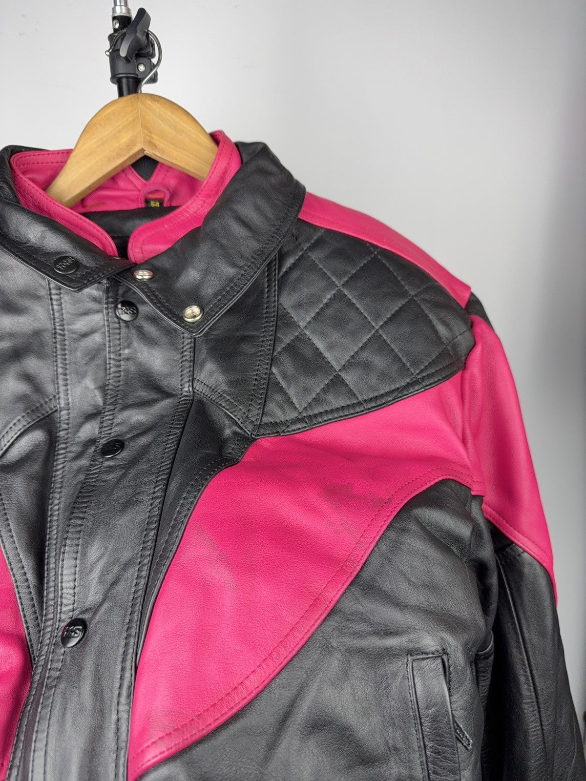 Genuine Leather Vintage 00s Leather Moto Racing Jacket Pink Black EU54 Size US L / EU 52-54 / 3 - 4 Thumbnail