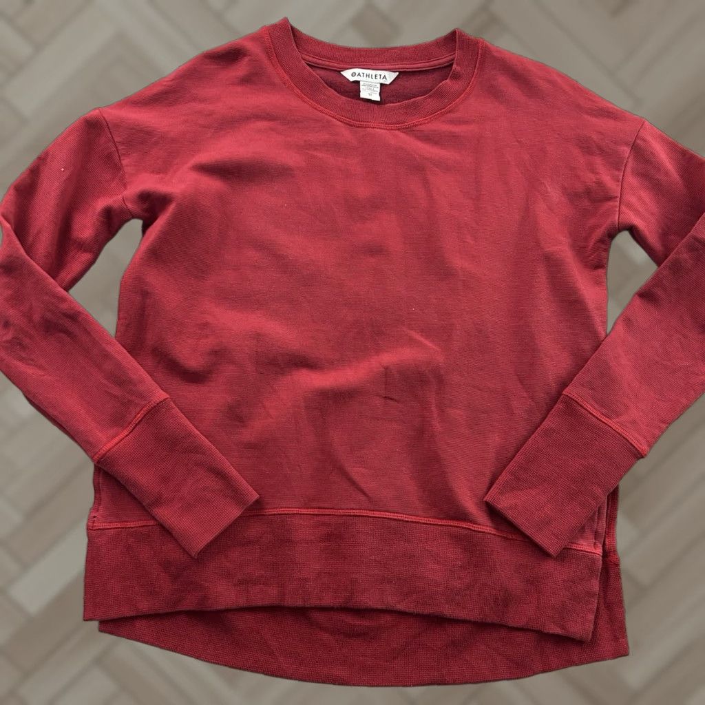 Athleta Athleta Sweatshirt Women's XS Red Striped Pullover Coaster Luxe | Activewear Size XS / US 0-2 / IT 36-38 - 1 Thumbnail
