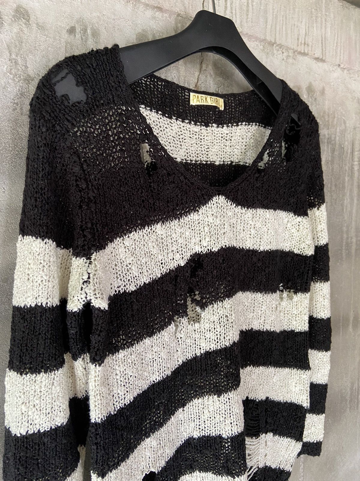 Isamu Katayama Backlash JAPANESE PUNK STRIPED DISTRESSED KNIT Size US S / EU 44-46 / 1 - 5 Thumbnail