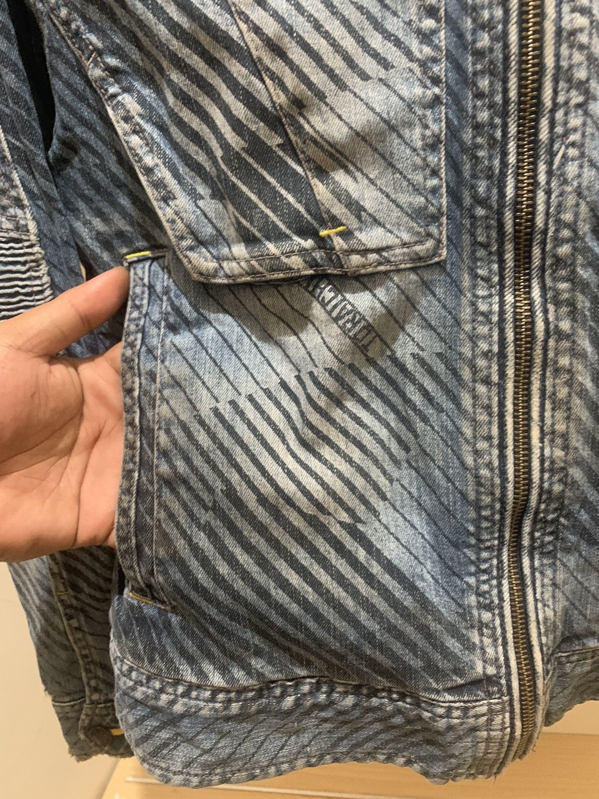 If Six Was Nine × Japanese Brand × Le Grande Bleu (L.G.B.) Vintage Tora by Toraichi striped biker denim jacket Size US M / EU 48-50 / 2 - 8 Thumbnail