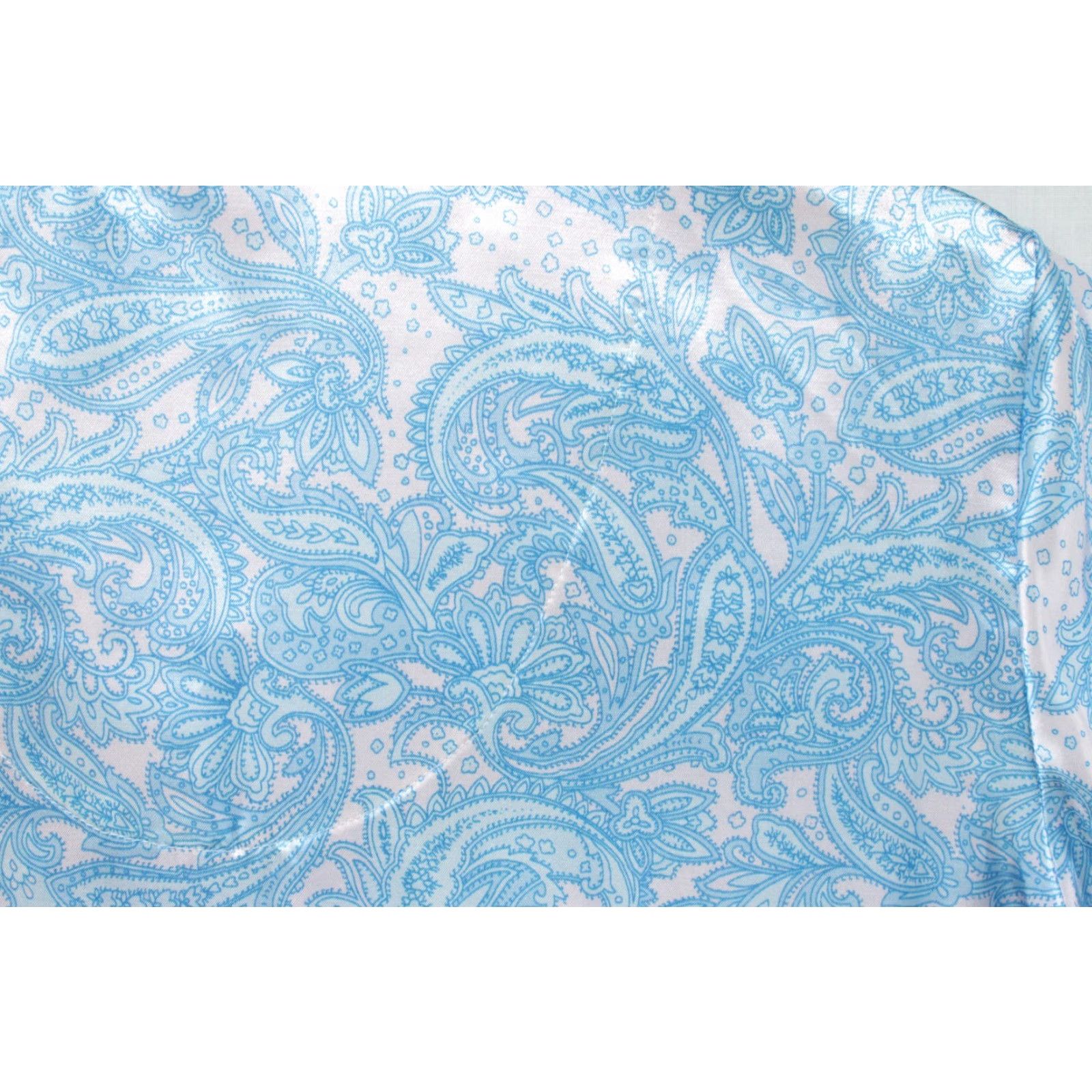Vintage Miss Elaine Pajama Adult Medium Blue Paisley Satin Flannel Long Sleeve Womens Size M / US 6-8 / IT 42-44 - 5 Thumbnail