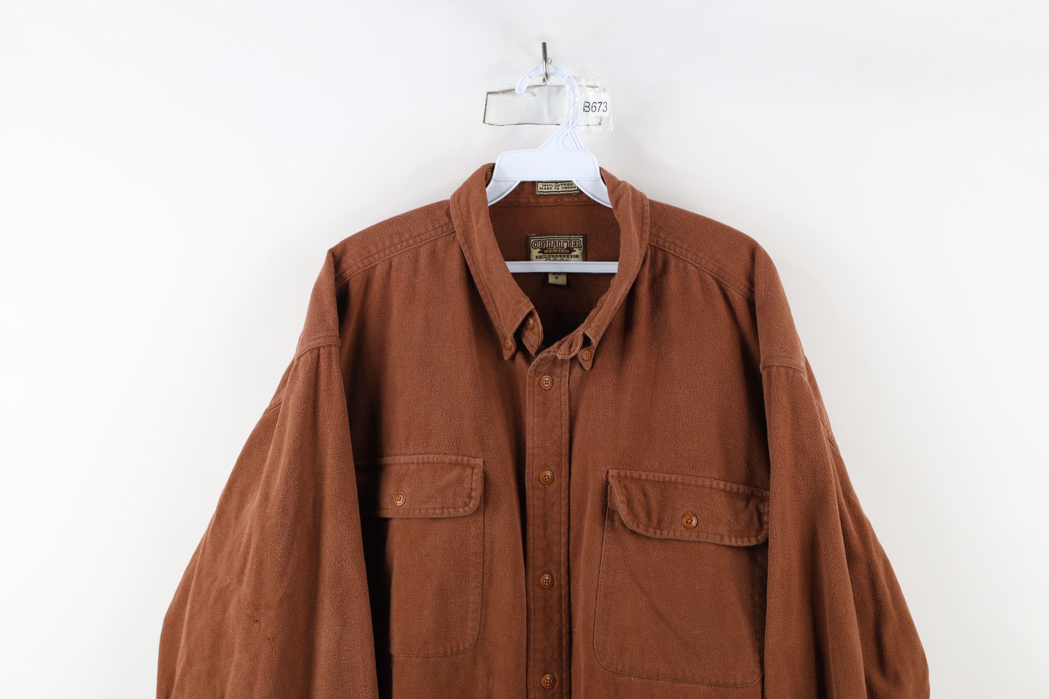 Cabelas × Vintage Vintage 90s Cabelas Chamois Cloth Button Down Shirt Brown Size US XL / EU 56 / 4 - 2 Thumbnail