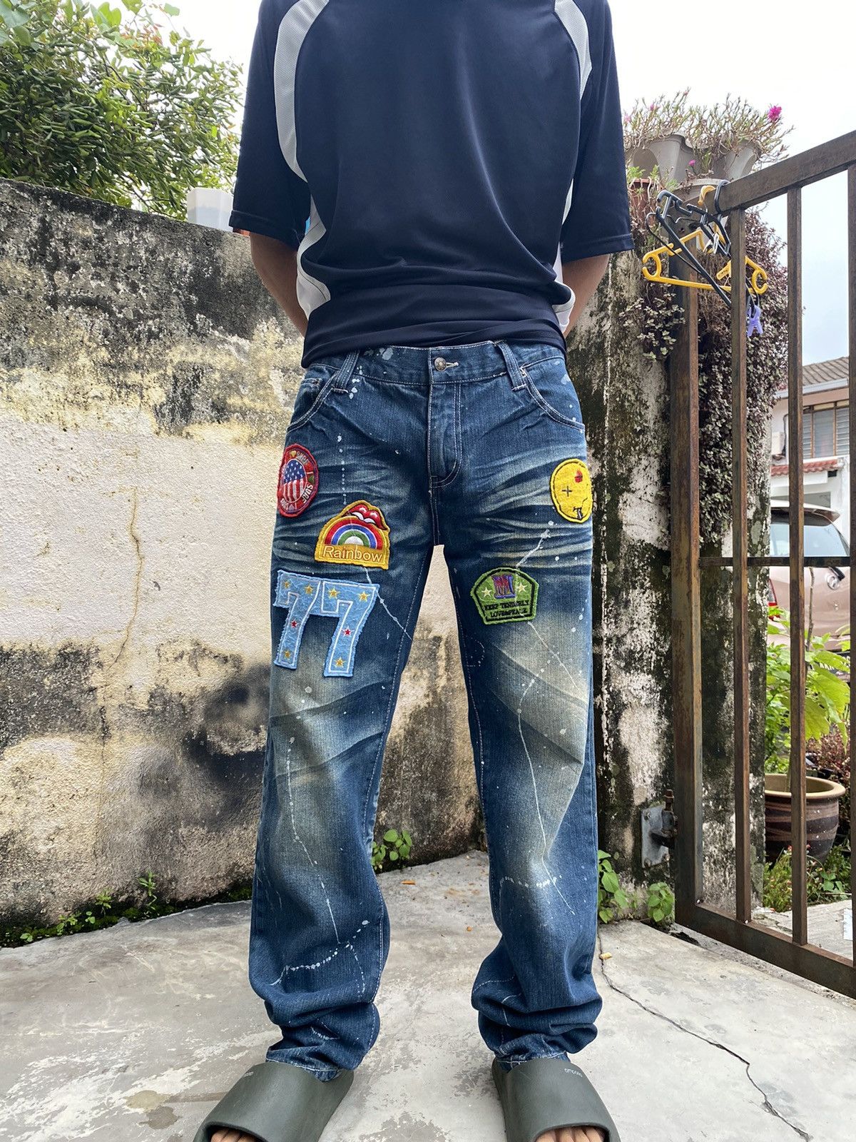 Japanese Brand × Jungles × Vintage Vintage Jungle Storm Patch Denim Jeans Slim fit Size US 34 / EU 50 - 3 Thumbnail