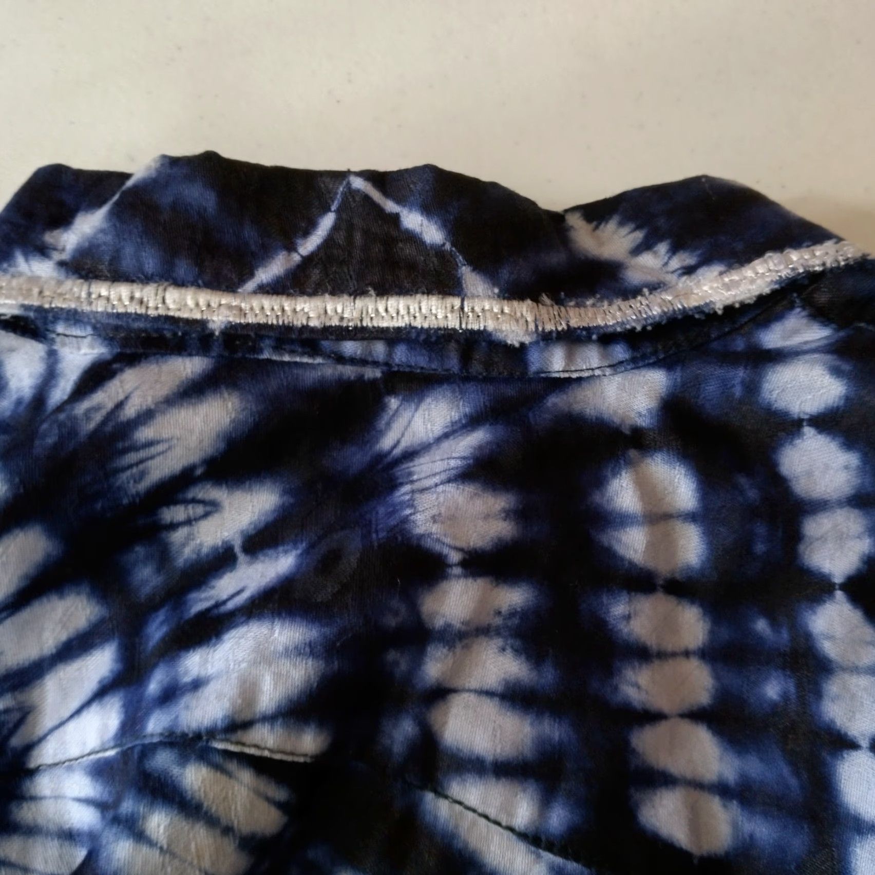 MadeMe VINTAGE Homemade Tie Dye Shirt XL Button Up Blue White Silver Metallic Hippie READ Size US XL / EU 56 / 4 - 7 Thumbnail