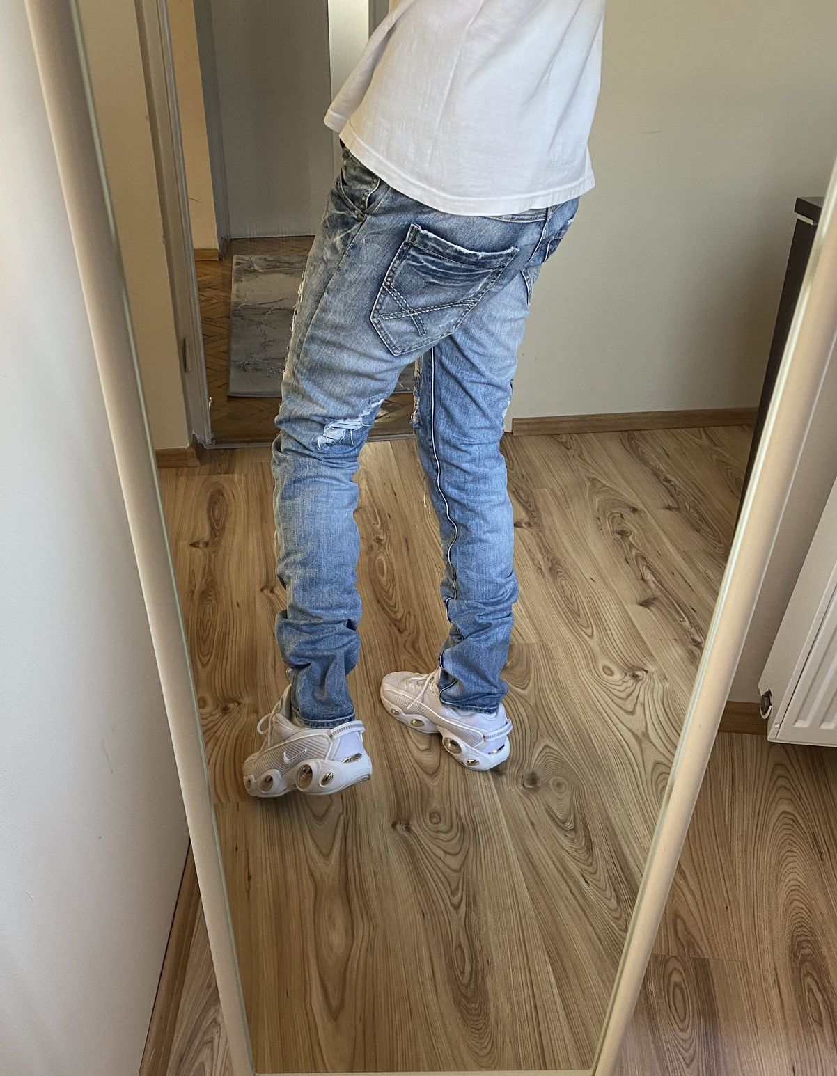 Designer × Vintage Men’s distressed Slim Fit Denim Pants Trousers Drill Size US 28 / EU 44 - 4 Thumbnail
