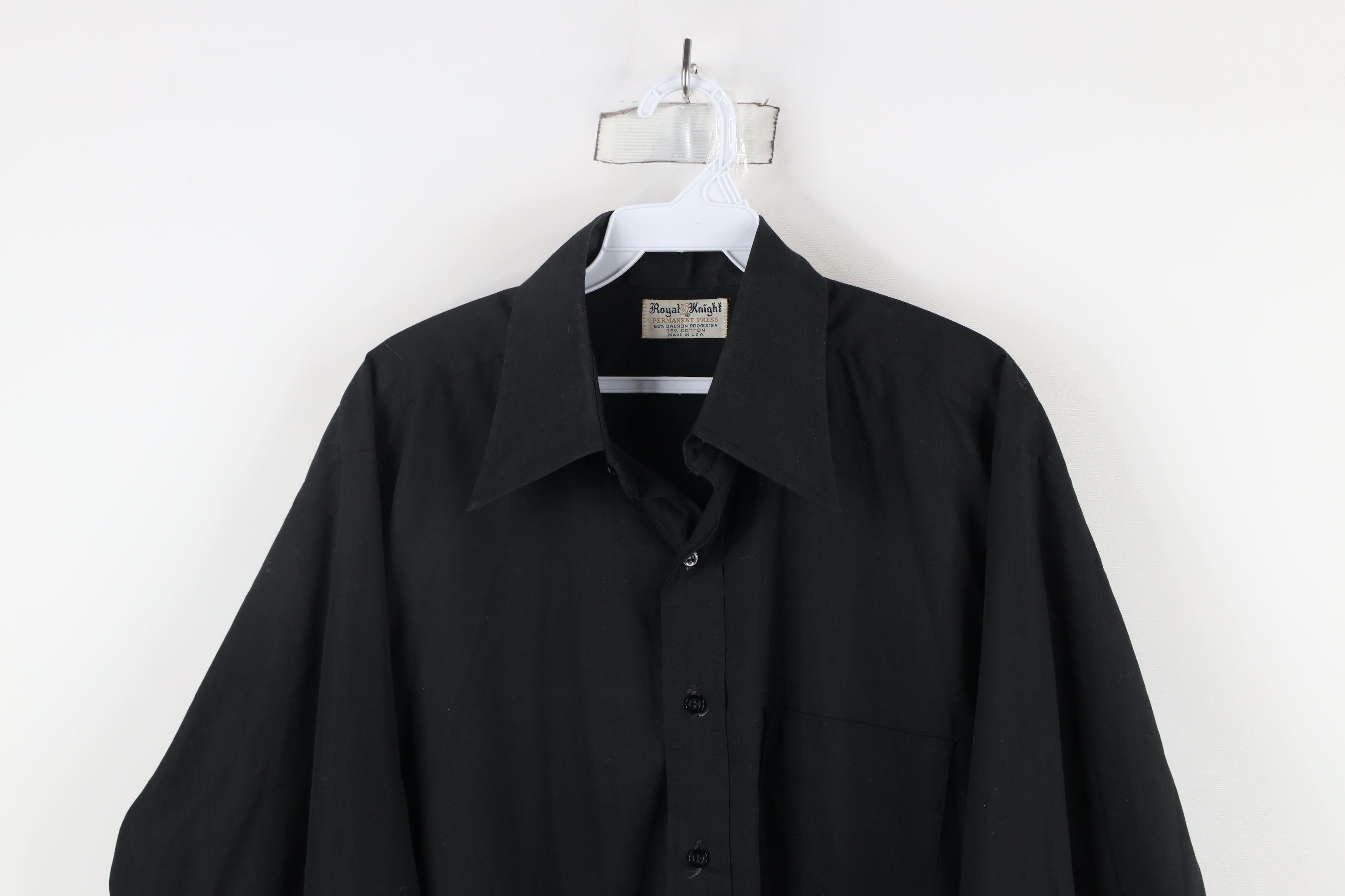Vintage Vintage 70s Streetwear Blank Collared Button Shirt Black USA Size US XL / EU 56 / 4 - 2 Thumbnail