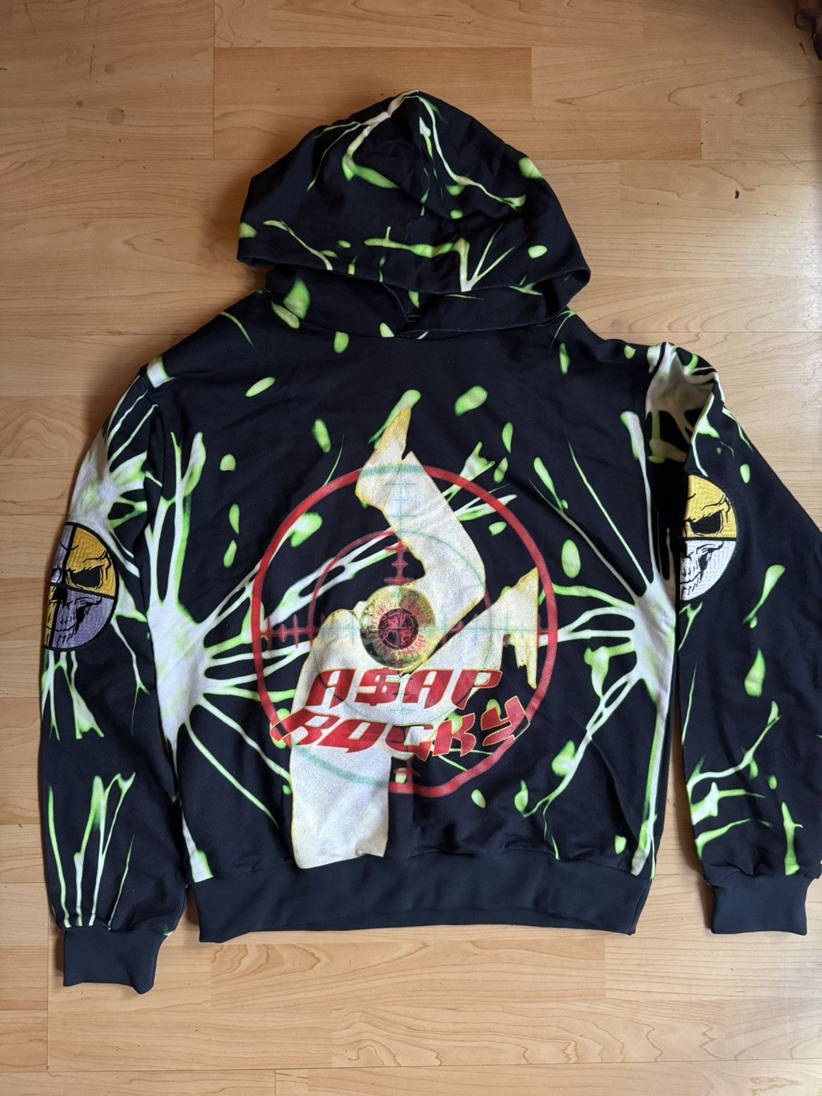 AWGE AWGE x A$AP Rocky RARE Testing Black and Lime Tie Dye Hoodie Size US M / EU 48-50 / 2 - 1 Thumbnail
