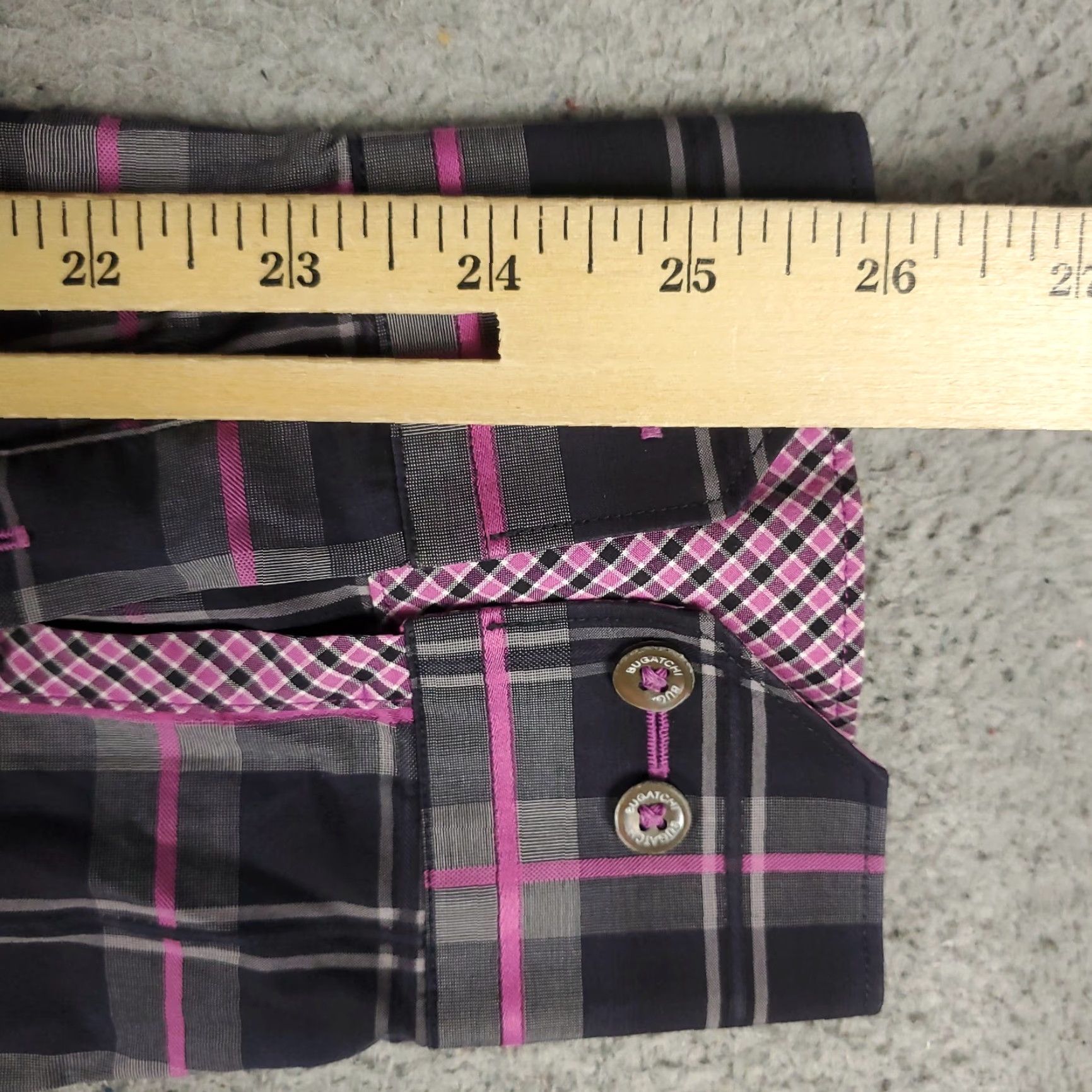 BUGATCHI Bugatchi Uomo Shirt Mens Large Gray Plaid Button-Up Long Sleeve Regular Fit Size US L / EU 52-54 / 3 - 7 Thumbnail