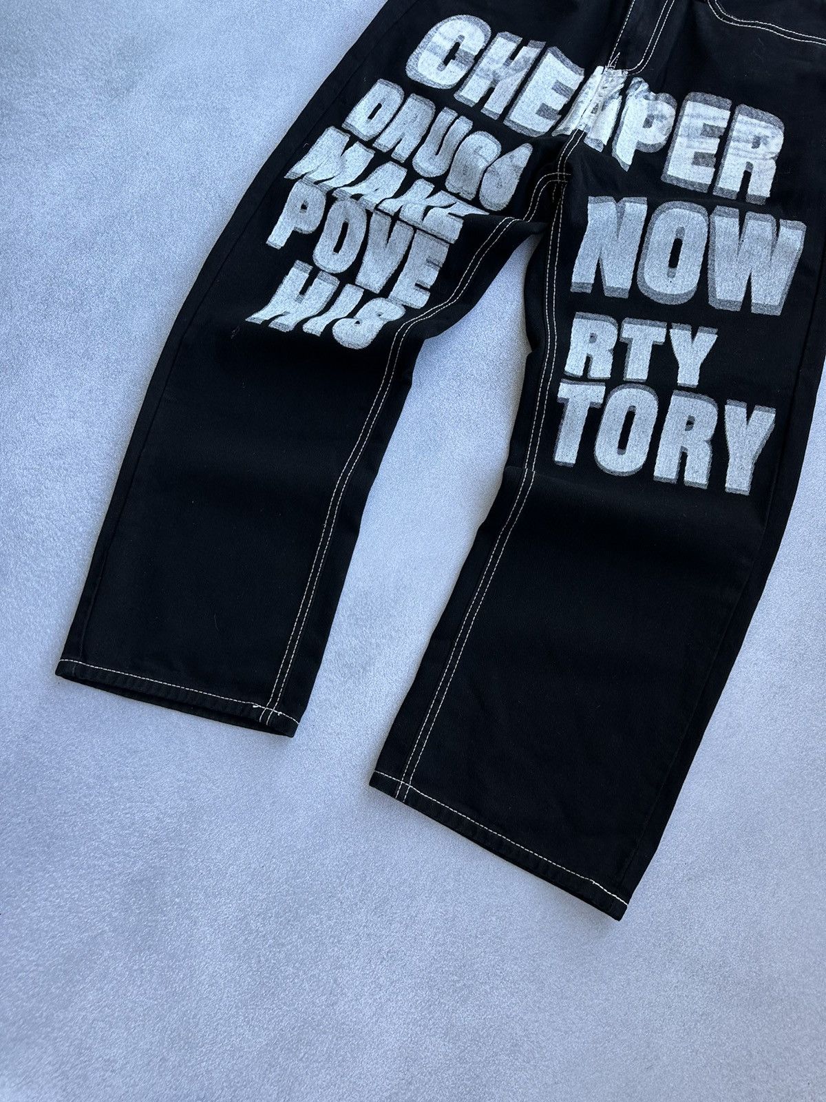 Japanese Brand Vintage Minus Two Japanese Rap Big Logo Black Baggy Jeans Size US 30 / EU 46 - 4 Thumbnail