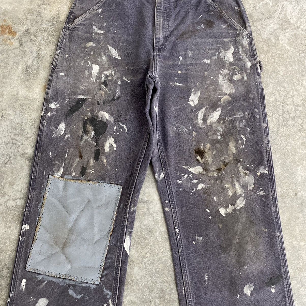 Carhartt VTG Carhartt Faded Petrol Blue Splatter Painter Pants Size US 31 - 6 Thumbnail