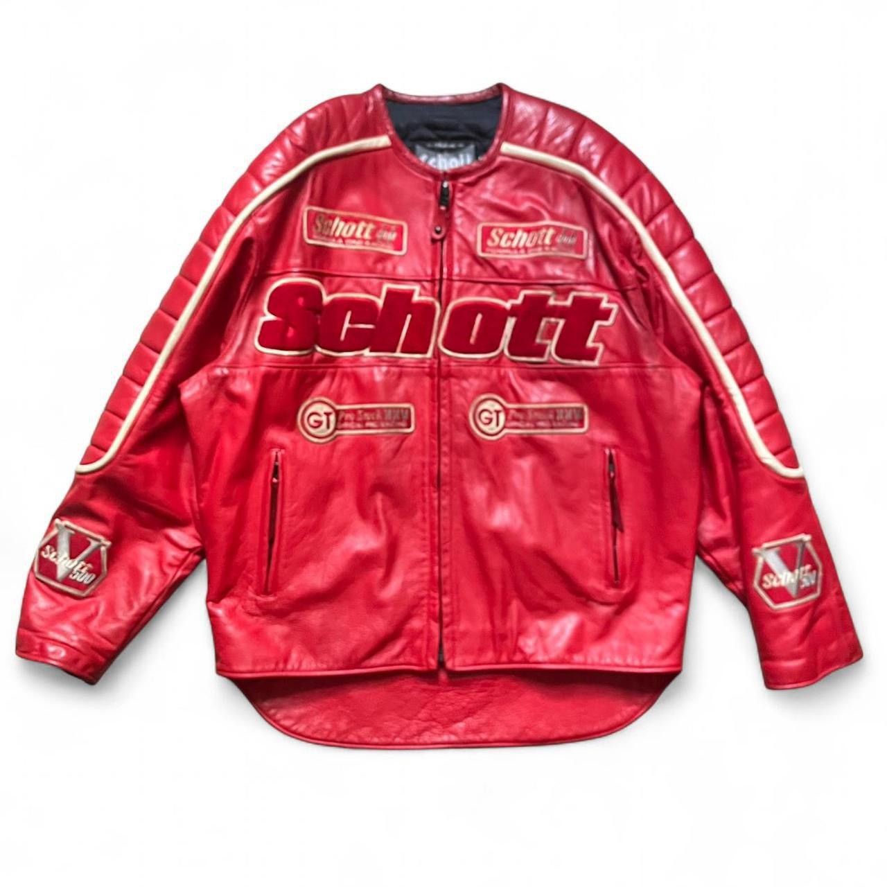 Schott schott nyc red leather moto jacket Size US XXL / EU 58 / 5 - 1 Thumbnail