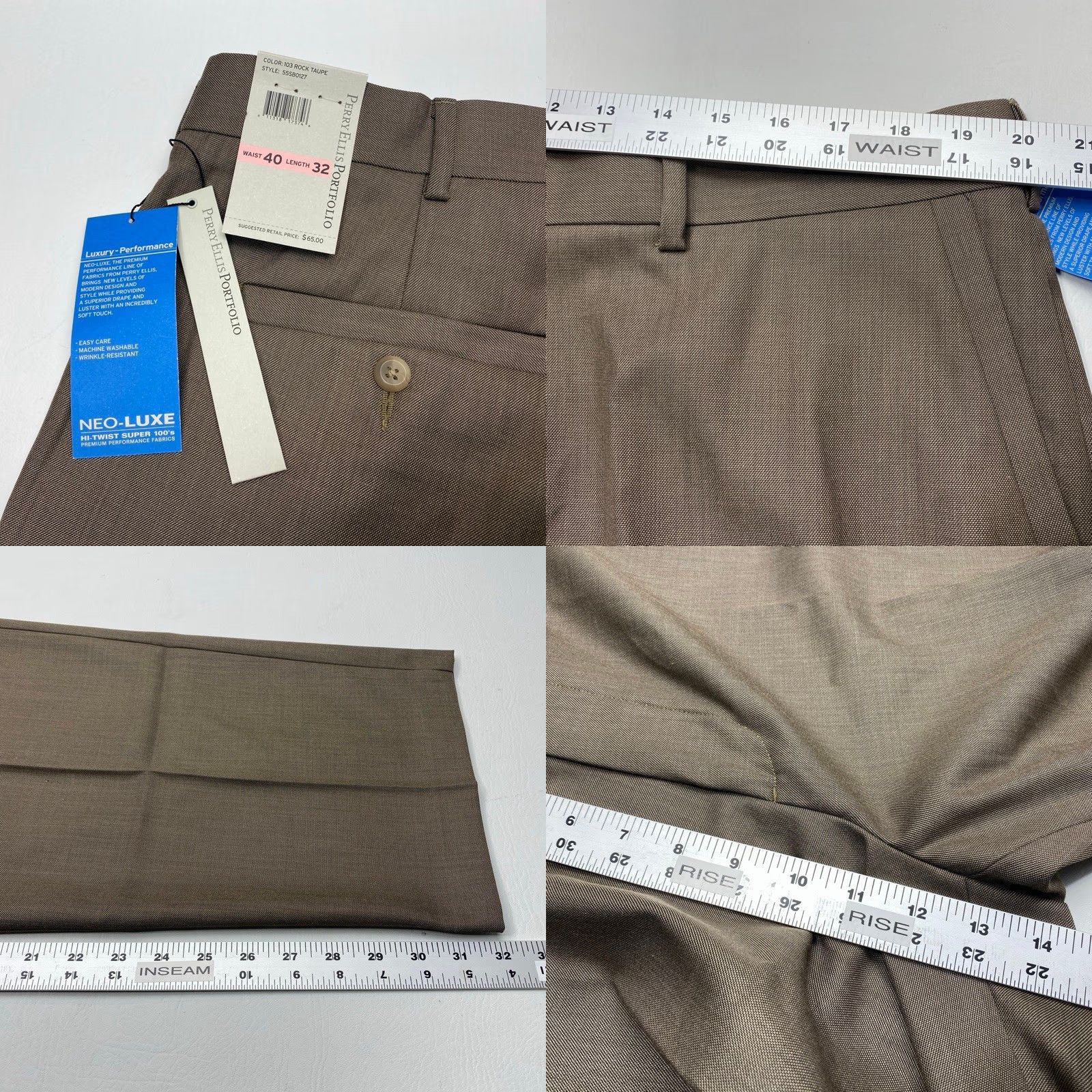 Perry Ellis Perry Ellis Portfolio Dress Pants 40x32 Rock Taupe NWT NEW Luxury Performance Size US 40 / EU 56 - 8 Thumbnail