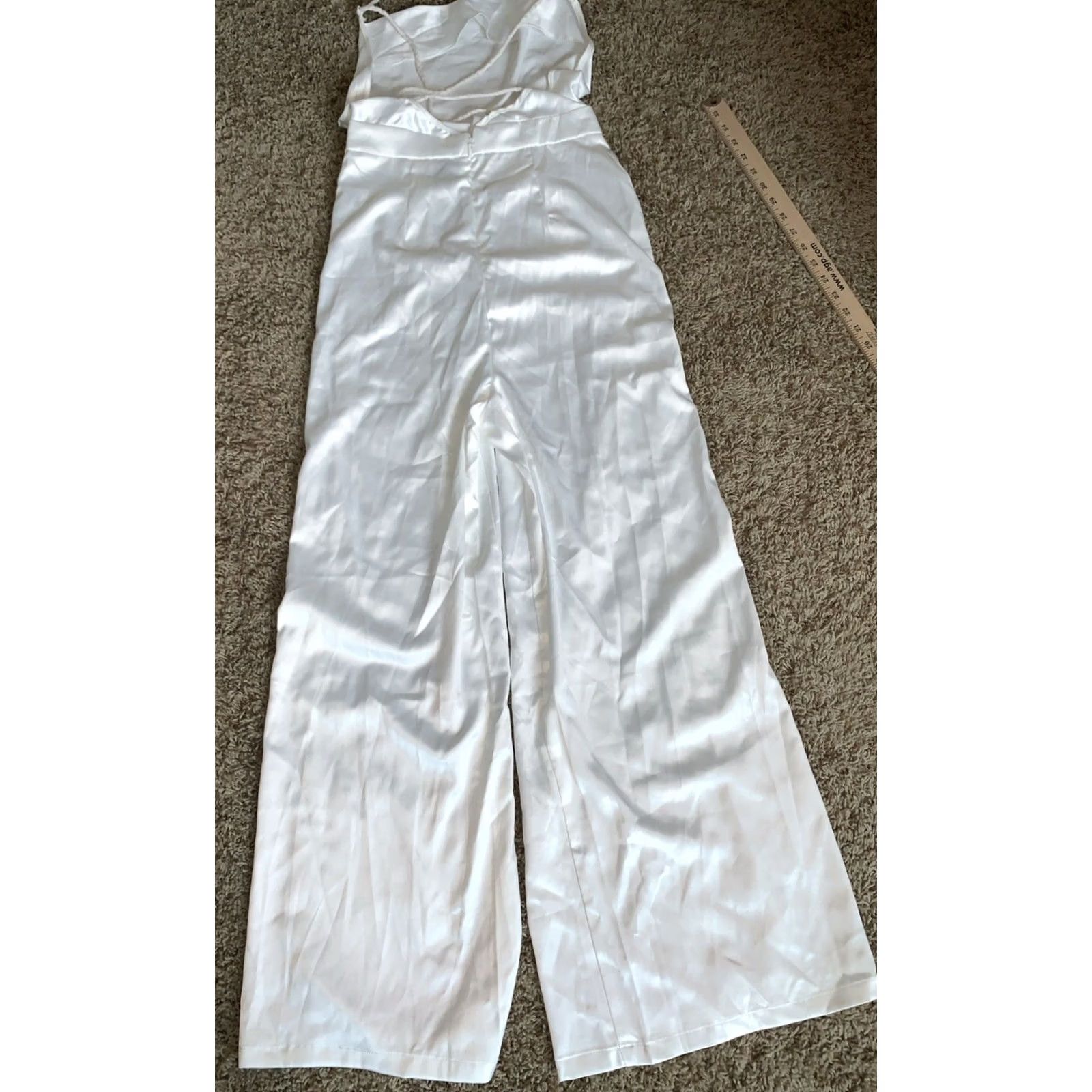 Shein Shein Jumpsuit Women One-Piece Sleeveless Open-Back White Wide-Leg Sz S Jump Suit Size 28" / US 6 / IT 42 - 8 Thumbnail