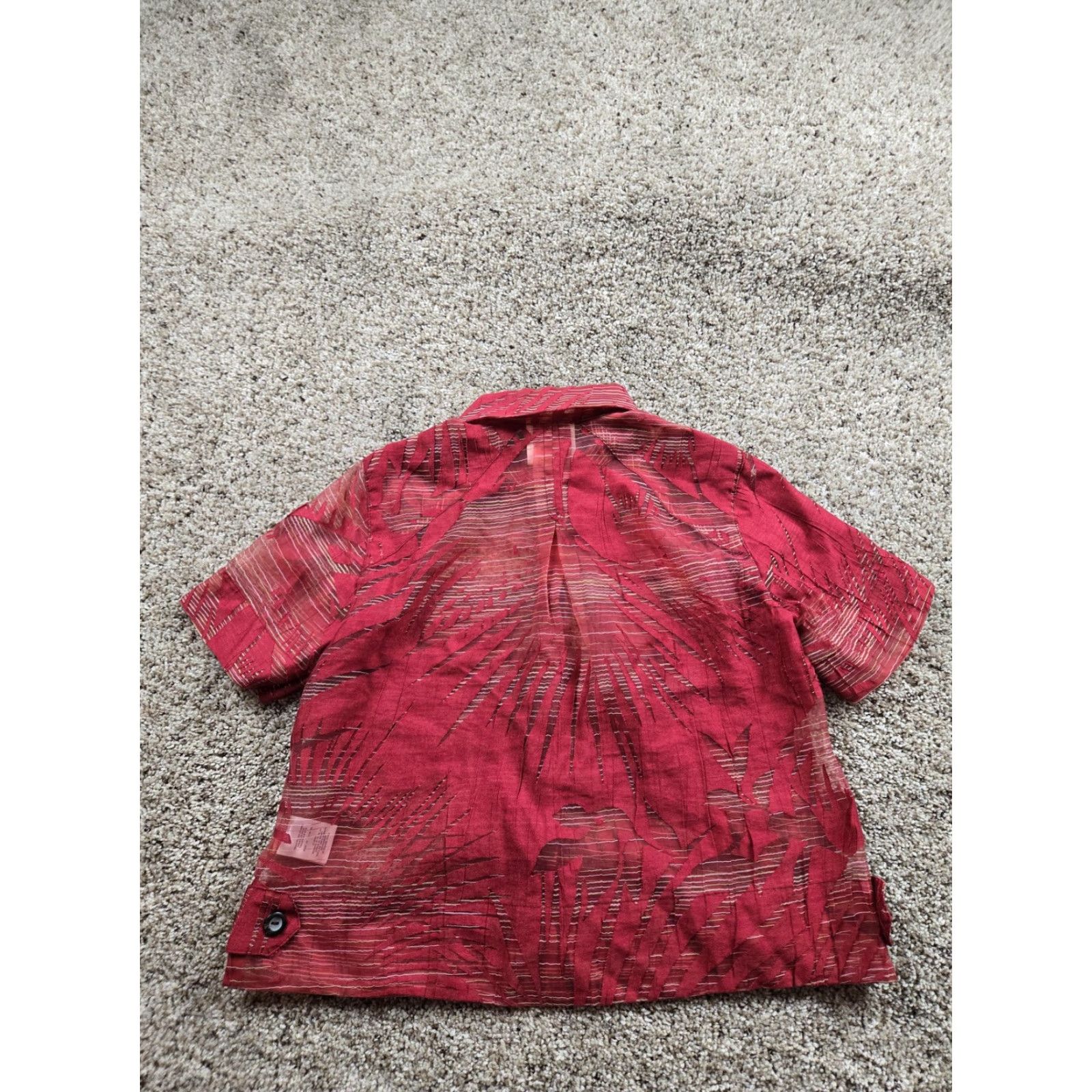 Vintage Maeve Blouse Shirt Womens 0 Red Short Sleeve Button Front Collared Sheer Burnout Casual Size XS / US 0-2 / IT 36-38 - 6 Thumbnail