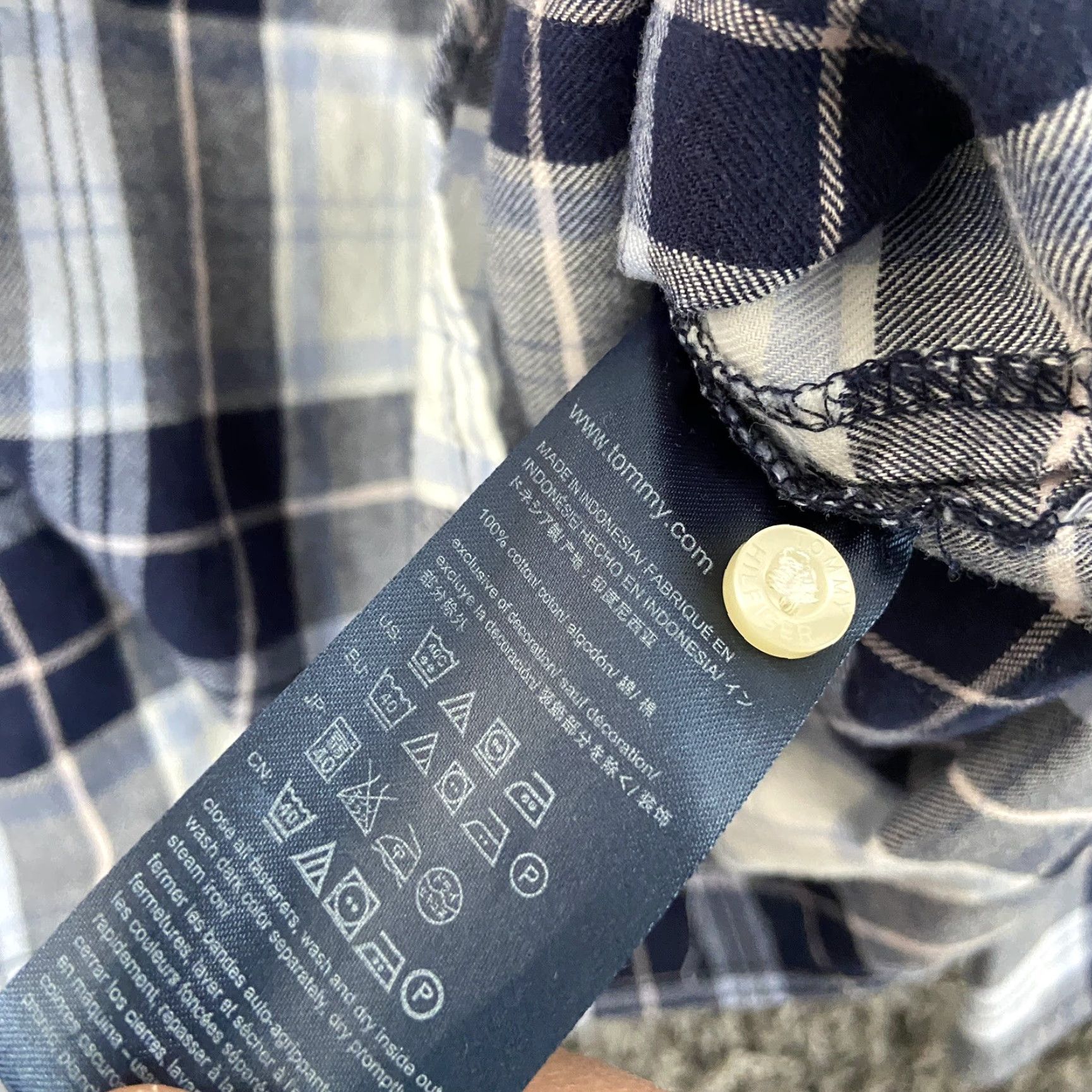 Tommy Hilfiger TOMMY HILFIGER Plaid Blouse Women's Long Sleeve Size L Blue White Gray Colorful Size L / US 10 / IT 46 - 7 Thumbnail