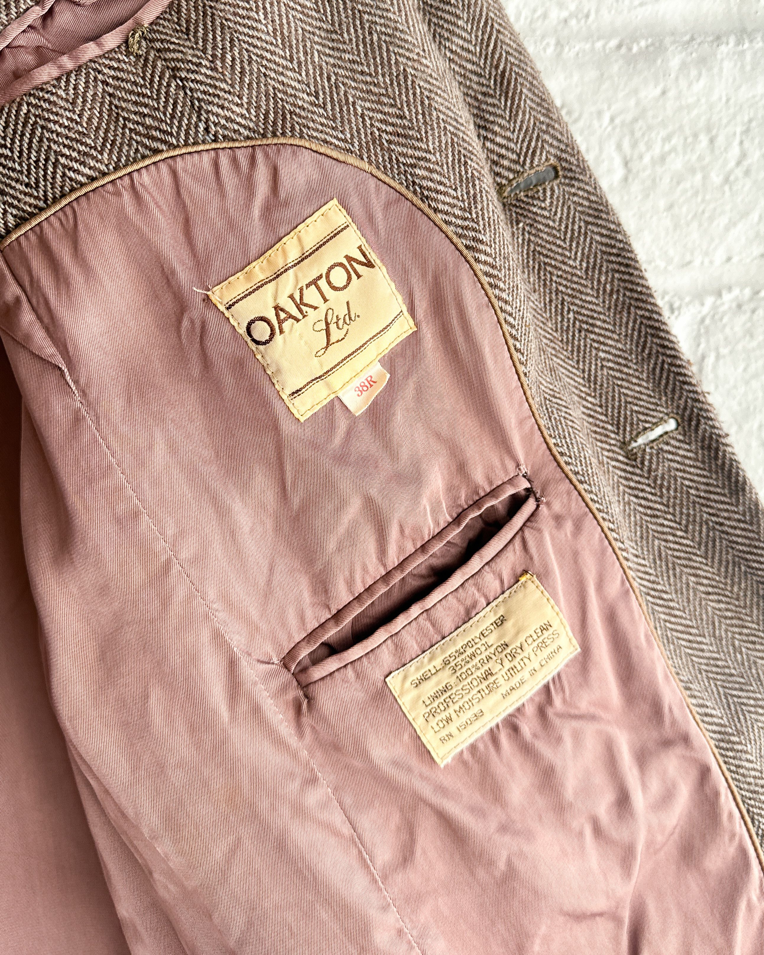 Vintage Vintage 90s Oakton Herringbone Tweed Blazer Suit Jacket 38R Size 38R - 3 Thumbnail