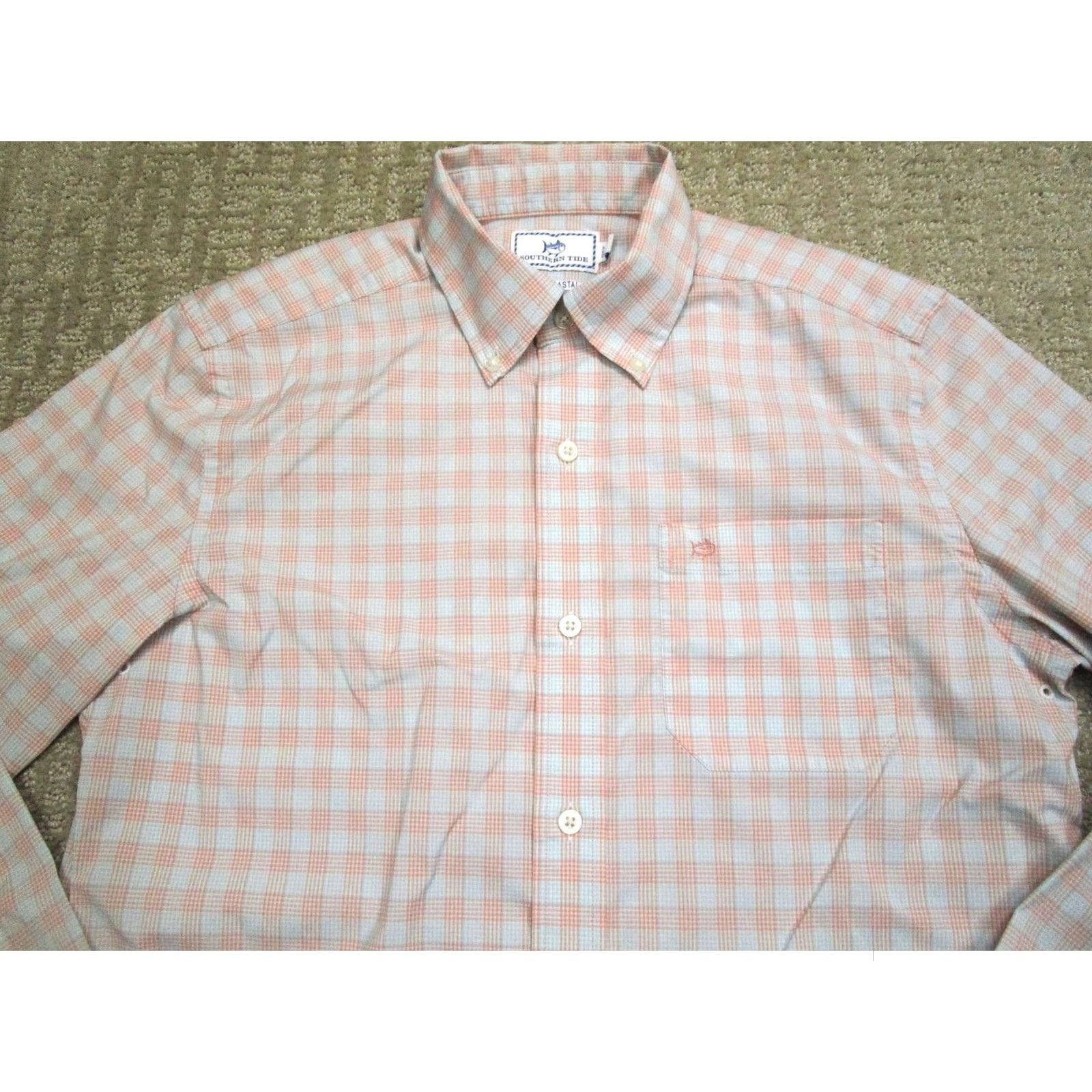 Southern Tide Southern Tide Shirt Men S Pink Check Performance Long Sleeve Button-Up Collared NYLON Spandex Embroidered Classic Preppy Size US S / EU 44-46 / 1 - 2 Thumbnail