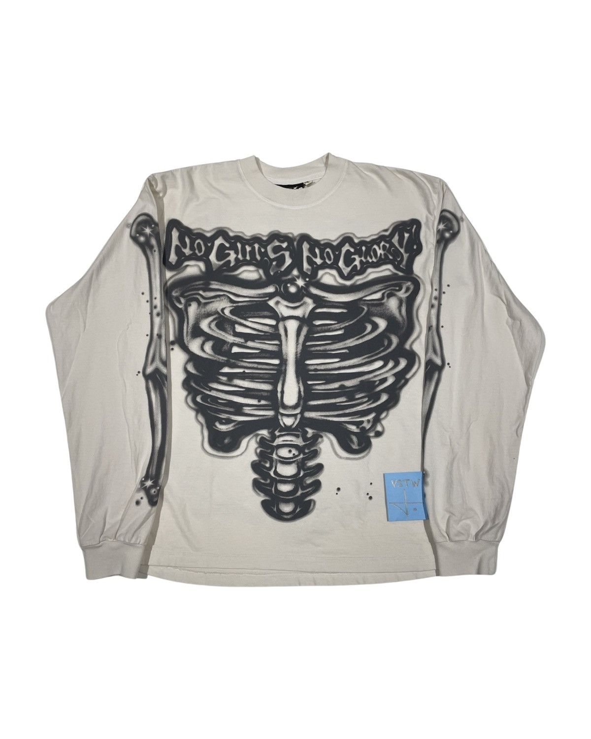 image of Hellstar Airbrush Bones Longsleeve T-Shirt Fw23 Size M in White, Men's
