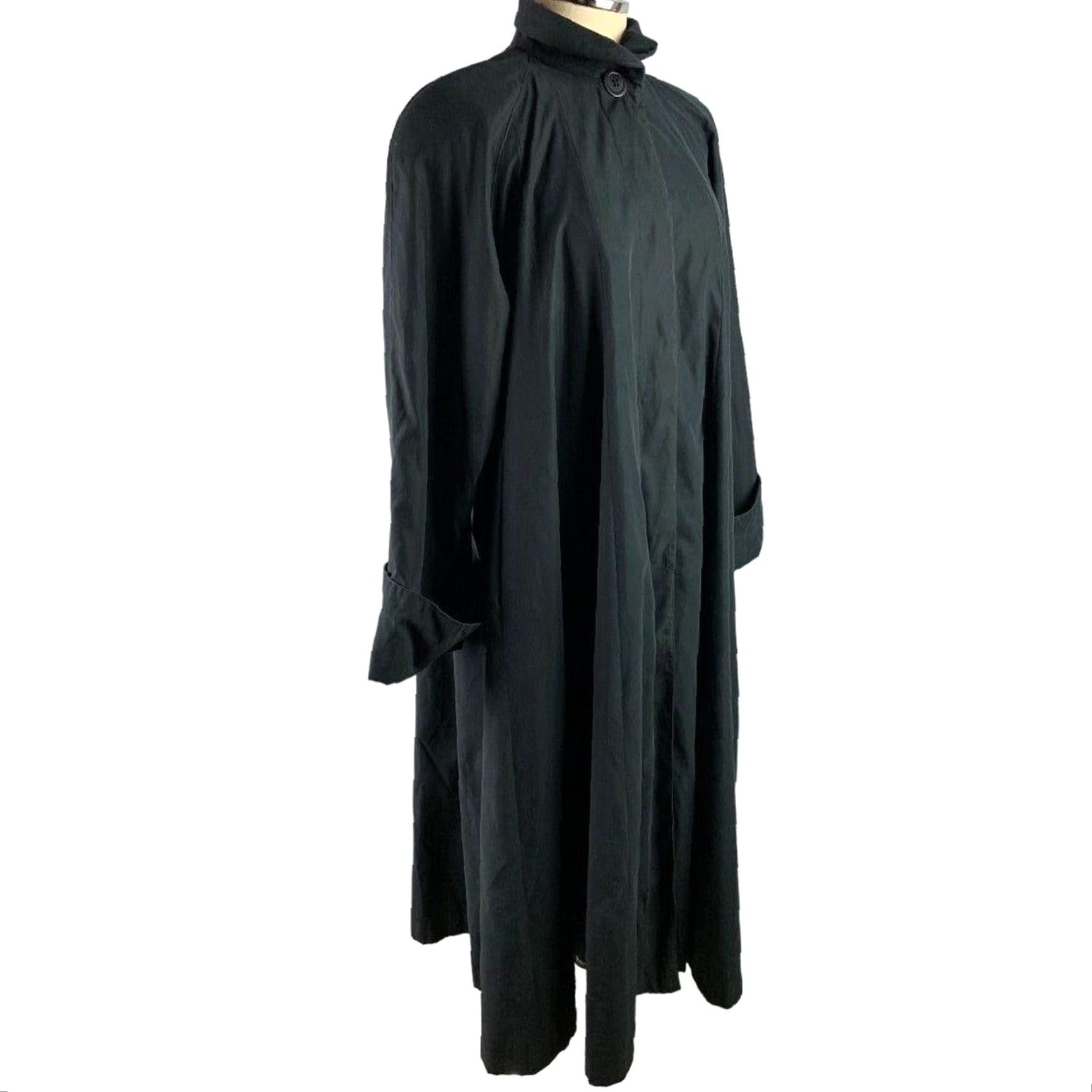 Vintage VINTAGE Searle Jacket Swing Coat Black Silk Oversized Long Women 2 1980s USA Size XS / US 0-2 / IT 36-38 - 4 Thumbnail