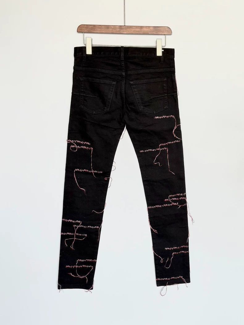 Dior Dior Red Line Embroidered Fringed Jeans-2506 Size US 29 - 4 Thumbnail
