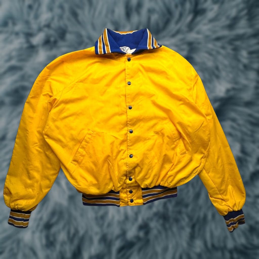 Vintage VINTAGE Leader Sportswear Varsity Jacket Snap Polyester Mens XXL Blue Yellow Jacket Size US XXL / EU 58 / 5 - 1 Thumbnail